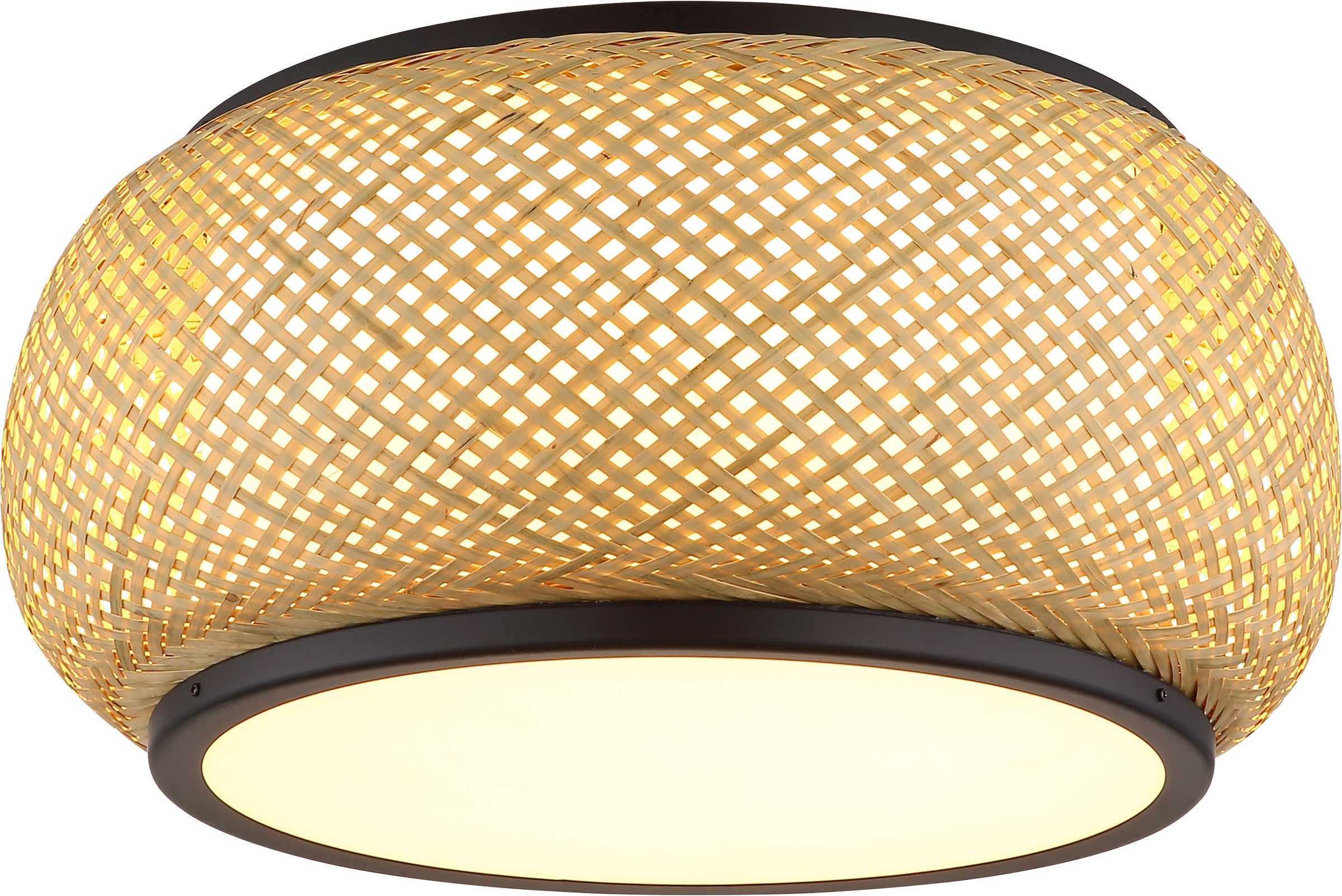 GLOBO LIGHTING Deckenleuchte »BAMBORA« LED-Modul 1 Stk. Schwarze Deckenlampe Bambus LED CCT opal, Memory