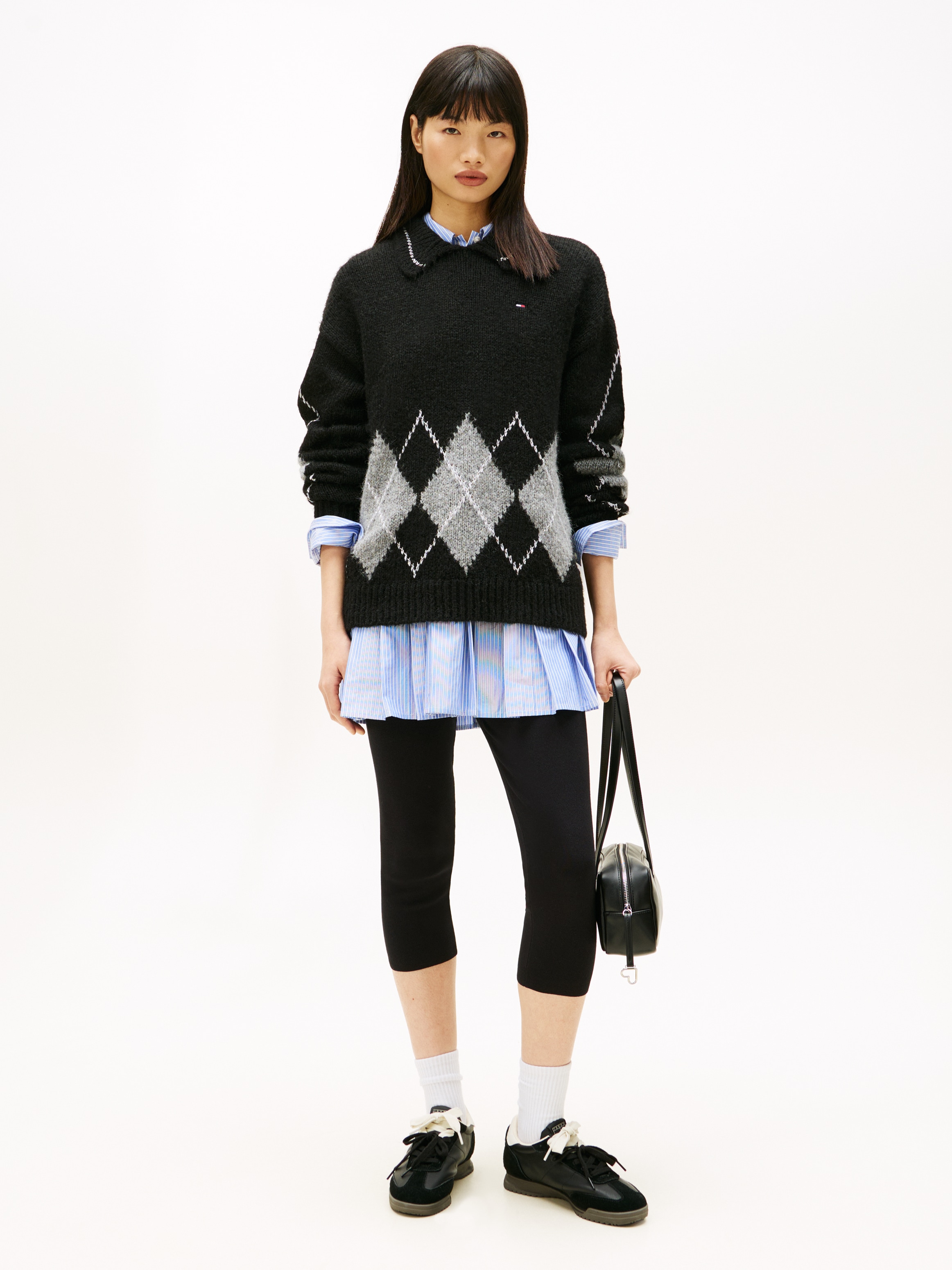 Tommy Jeans Strickpullover »TJW OVS ARGYLE POLO SWEATER«