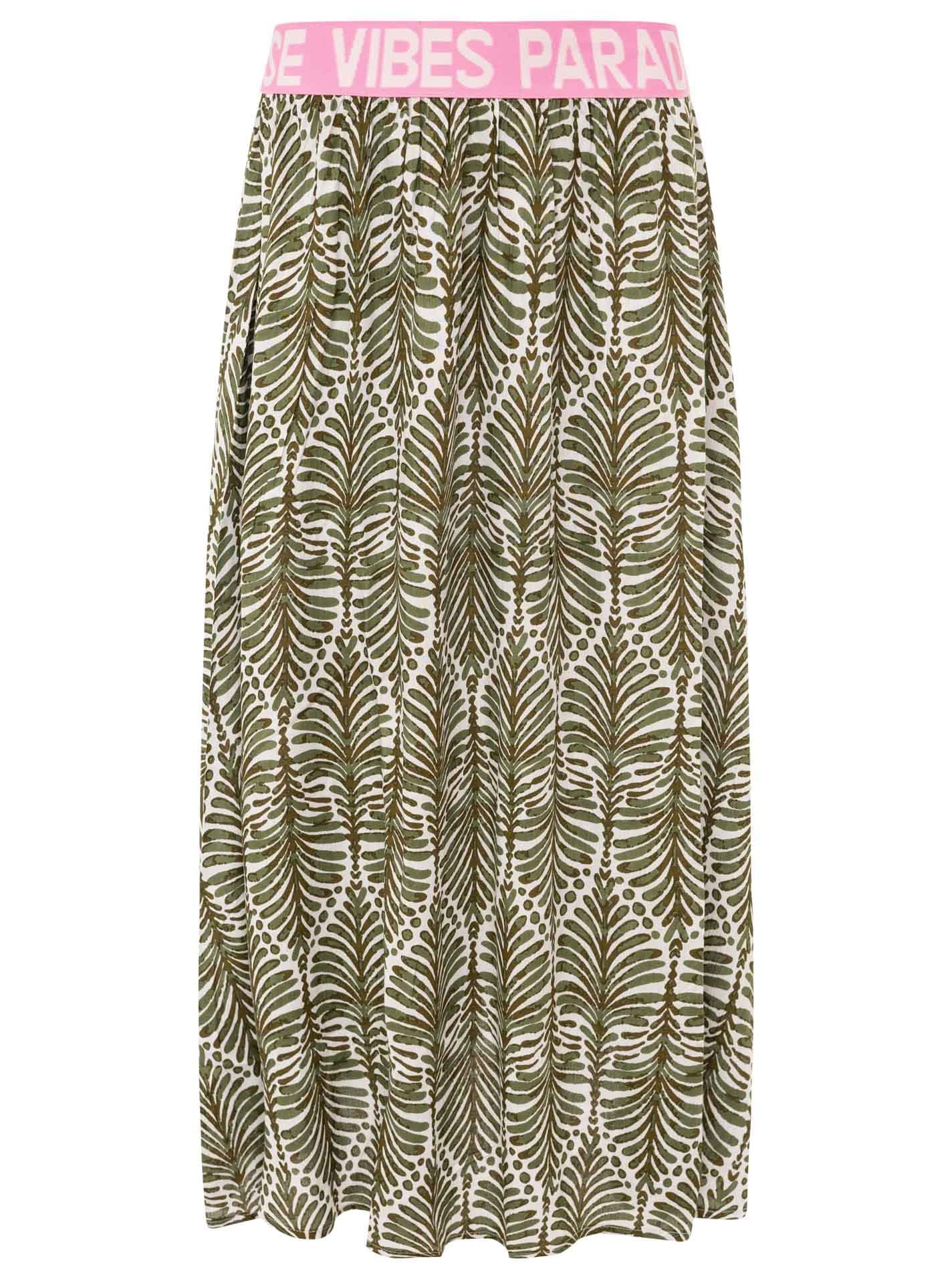 Zwillingsherz Maxirock »"Jungle Leaves"« Blättermotiv, Gummizug mit Schrift, leichtes Material, knöchellang