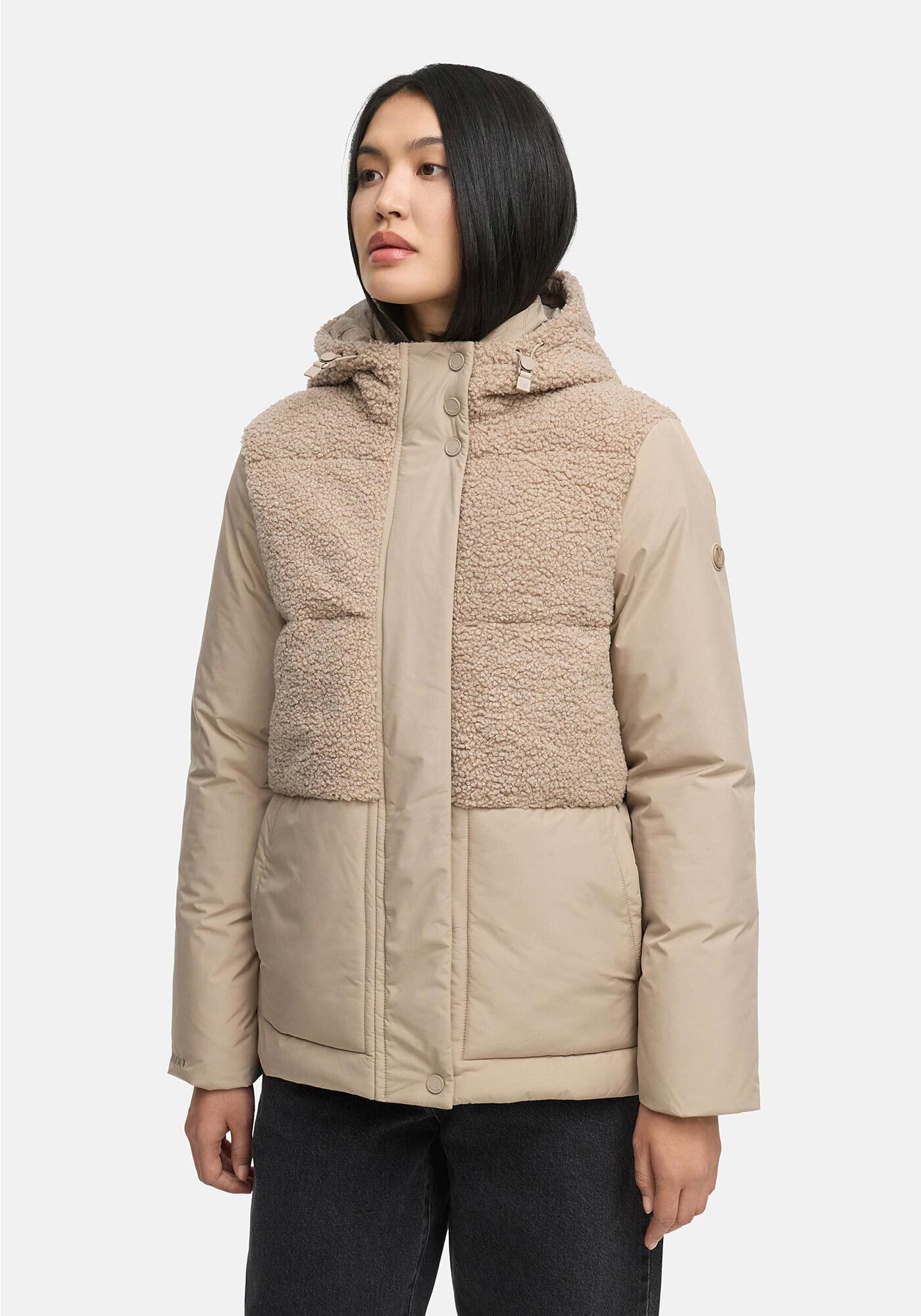 Marikoo Winterjacke »Sheeta«, Kombination aus Teddyfleece und glattem Material