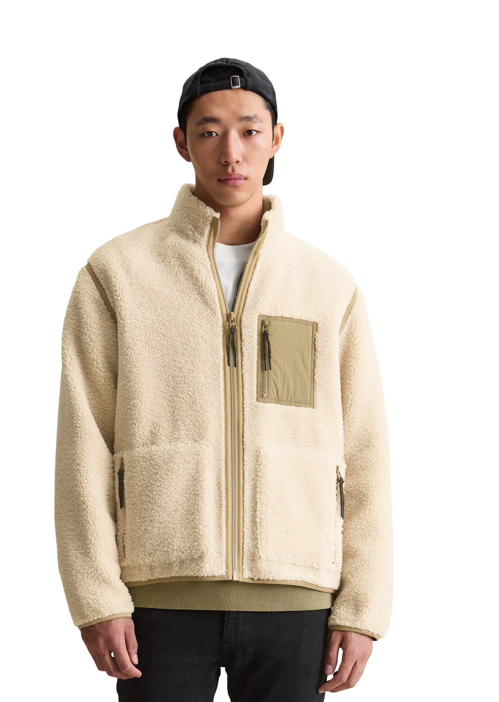 Marc OPolo DENIM Fleecejacke Teddyjacke regular fit, mit Nylon-Brusttasche günstig online kaufen