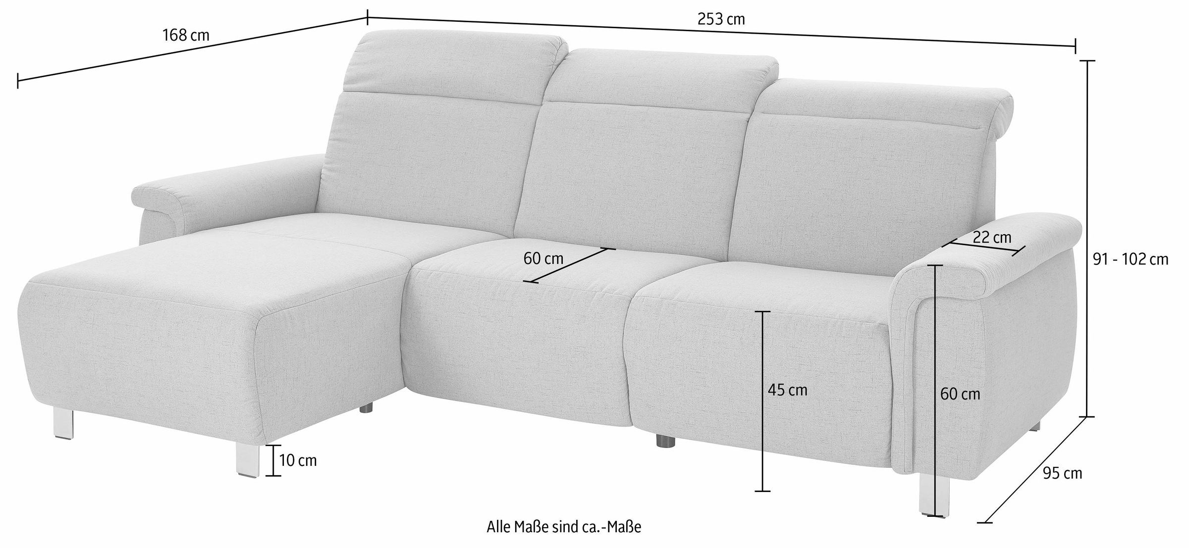 sit&more Ecksofa »Township L-Form«, wahlweise mit elektrischer Wallfree-Funktion