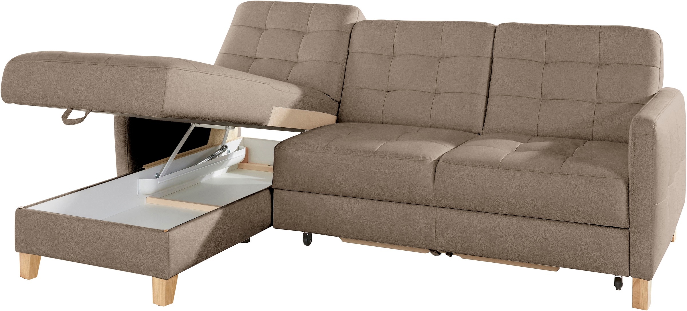 exxpo - sofa fashion Ecksofa »Elio, kompakt und komfortabel, bequem und zeitloses Design, L-Form«, wahlweise mit Bettfunktion