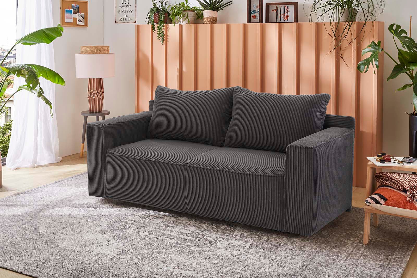 Jockenhöfer Gruppe Schlafsofa "Ron, B: 185 cm, Liegefl. 82x200 cm" mit Schlaffunktion & Bettkasten, Federkern
