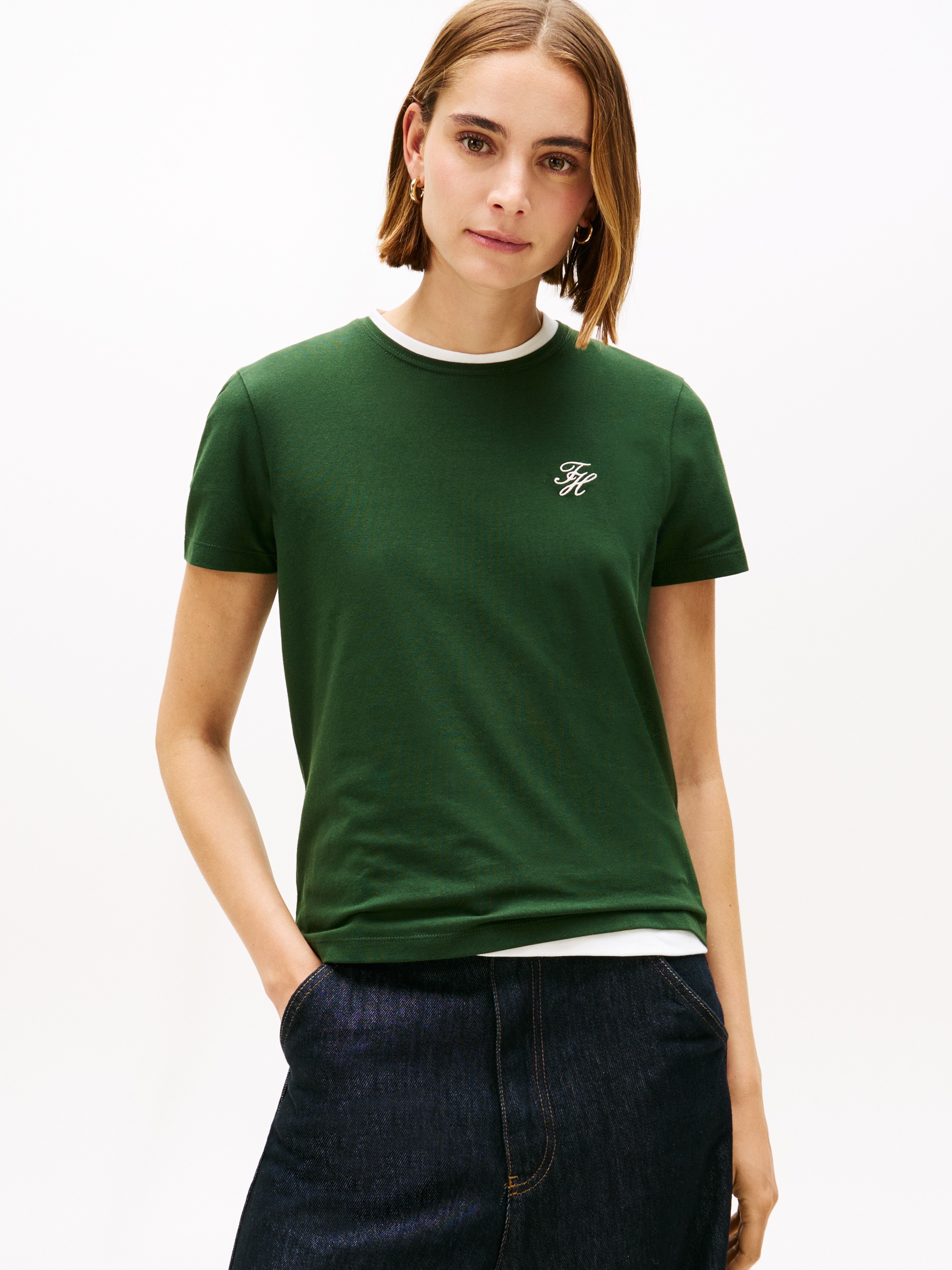 Tommy Hilfiger Kurzarmshirt "TH SCRIPT REG C-NK SS TEE" Stretch, Baumwollmi günstig online kaufen