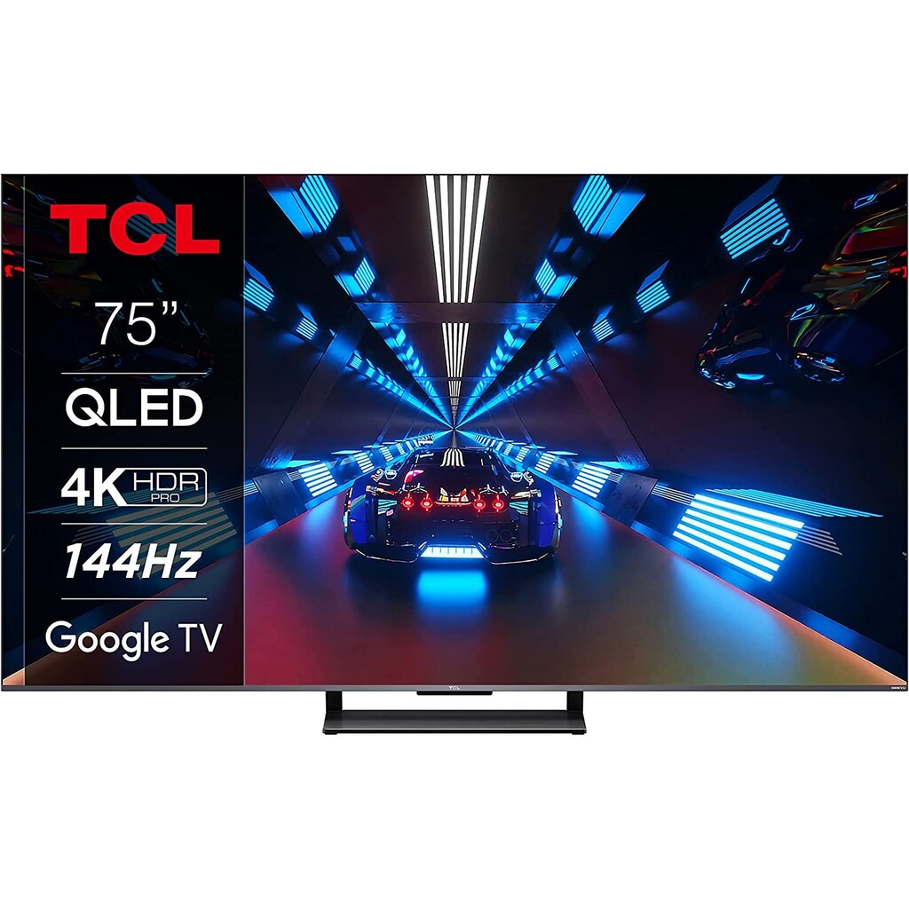 TCL QLED-Fernseher »75C731X2«, 189 cm/75 Zoll, 4K Ultra HD, Smart-TV-Google TV, 4K HDR Pro, Dolby Atmos, HDMI 2.1, Metallgehäuse, ONKYO-Sound