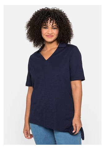Sheego T-Shirt »sheego Poloshirt«, mit Polokragen und asymmetrischem Saum kaufen