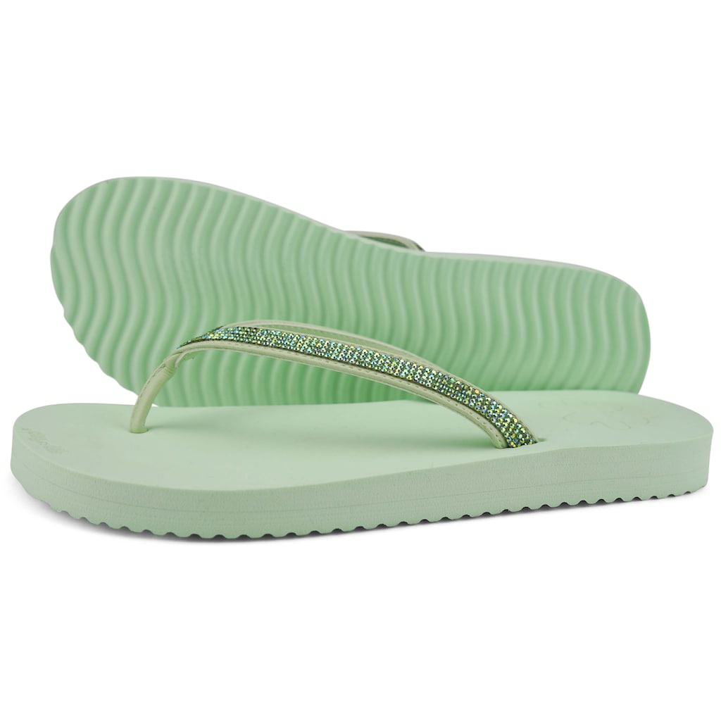 Flip Flop Zehentrenner »flip*«, Sommerschuh, Schlappen, Poolsildes mit funkelnden Riemchen