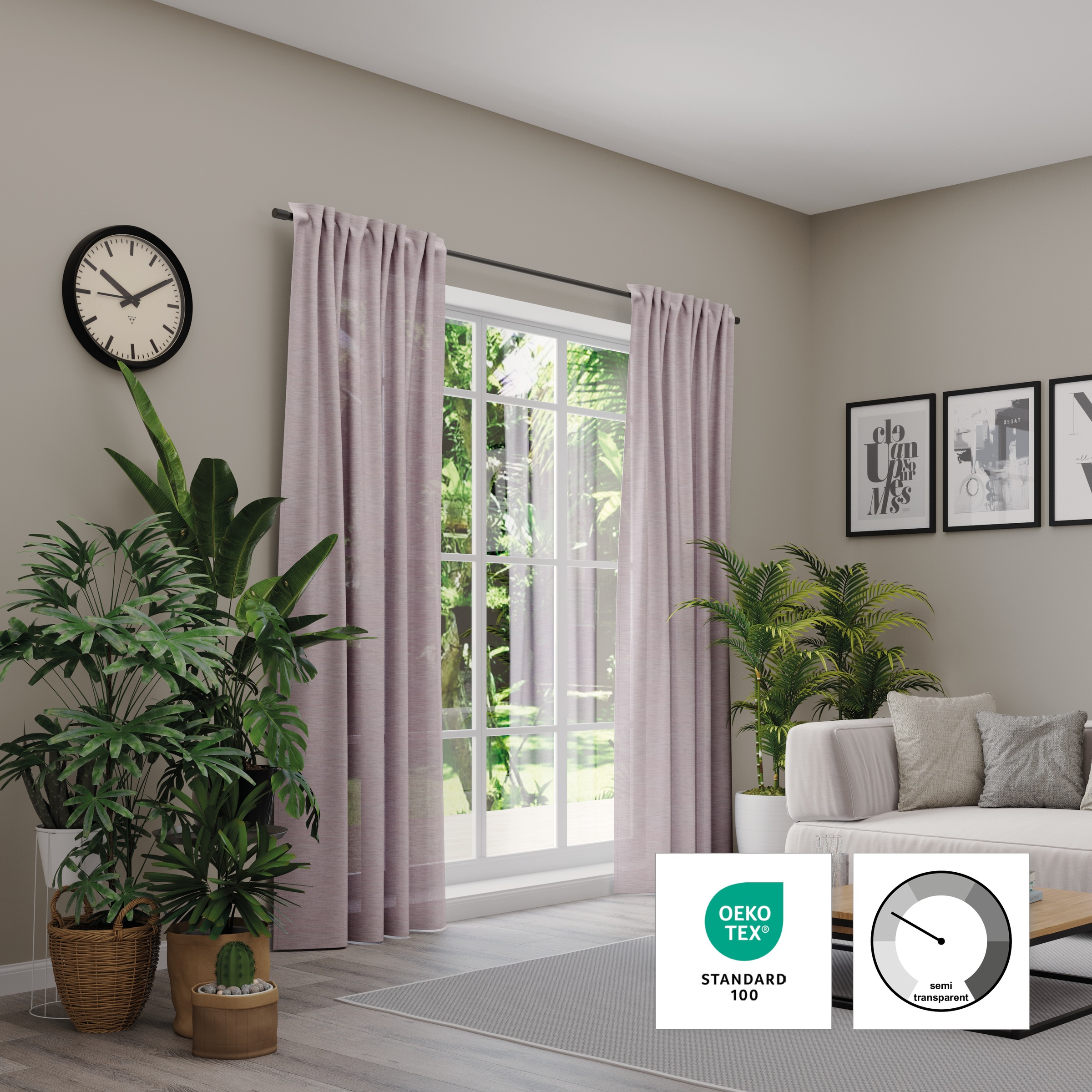 Thumbnail - Neutex for you Vorhang "Biella" verdeckte Schlaufen 1 Stk. tlg. HxB: 245x142, Schal mit verdeckten Schlaufen