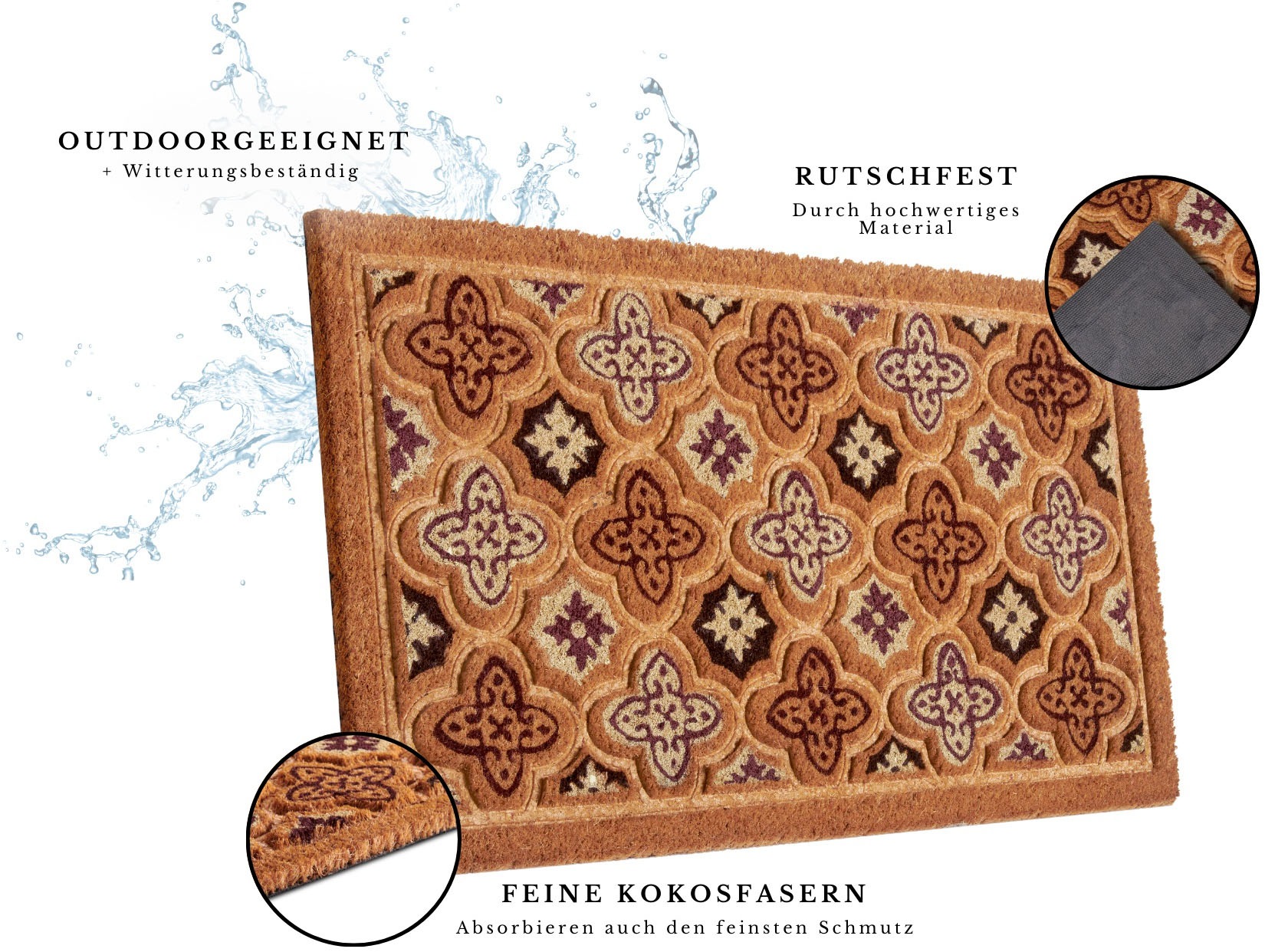 HANSE Home Fußmatte "Mix Mats Kokos Moroccan Tiles, Türmatte" rechteckig 15 günstig online kaufen