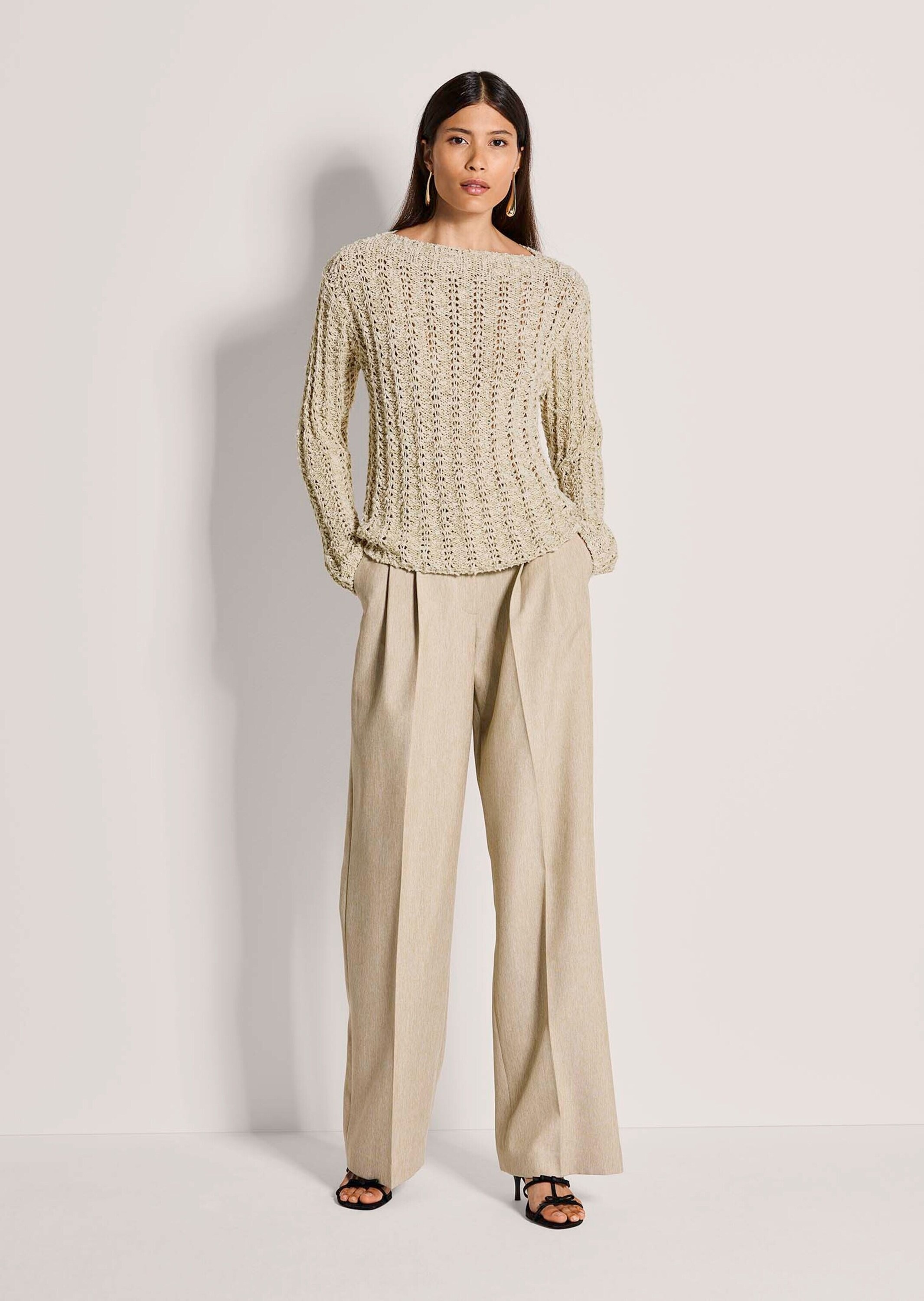 MADELEINE Longpullover »Strickpullover Baumwollpullover mit Rippenmuster« Durchbrochenes Rippenmuster