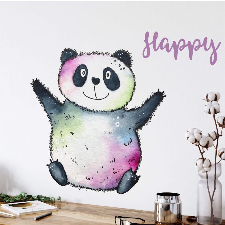 Wall-Art Wandtattoo »Lebensfreude Happy Panda«, (1 St.), selbstklebend, entfernbar
