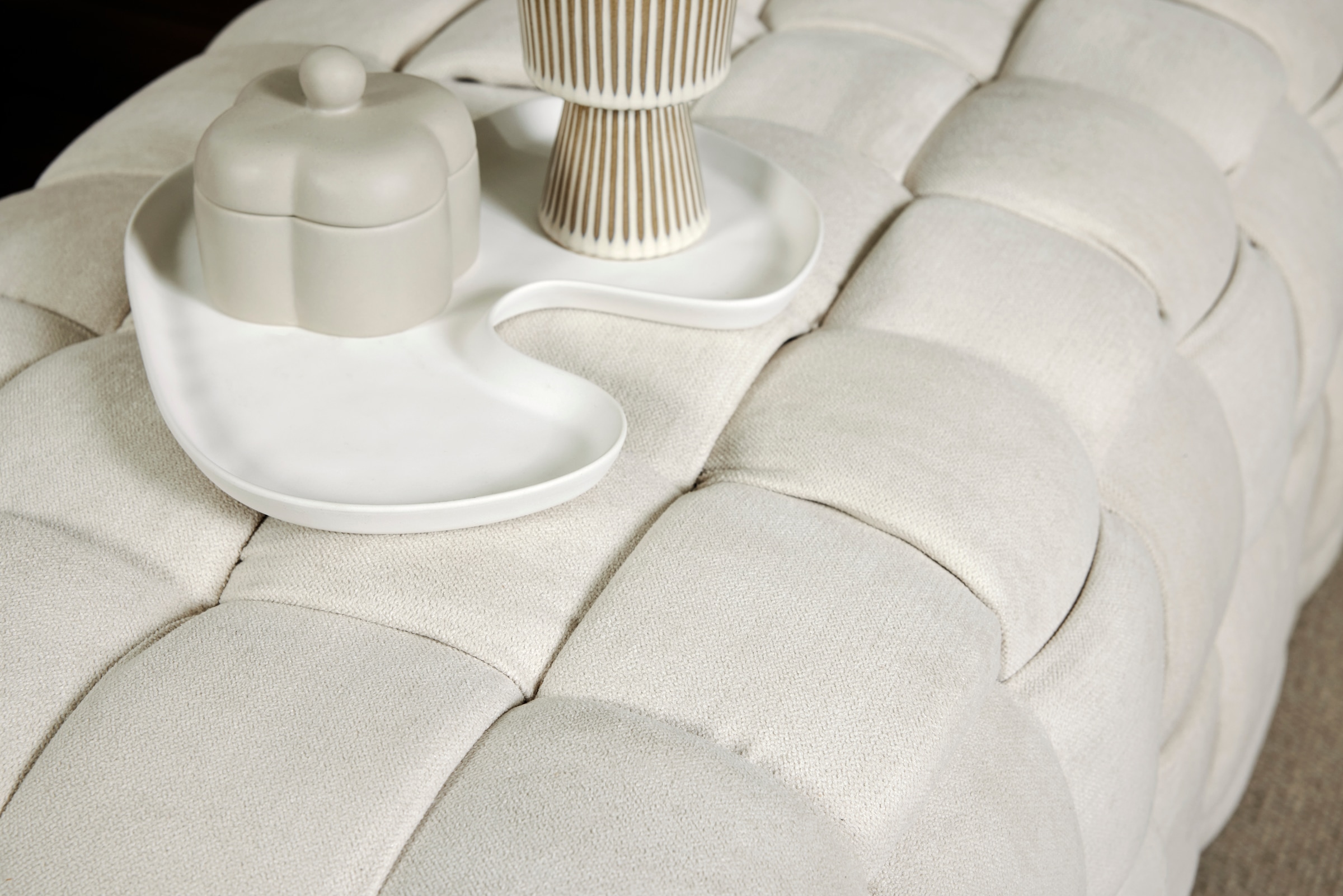 Jahnke Hockerbank »WEB ART L«, (1 St.), Hocker, Couchtisch, Beistelltisch gepolstert in edler Flechtoptik