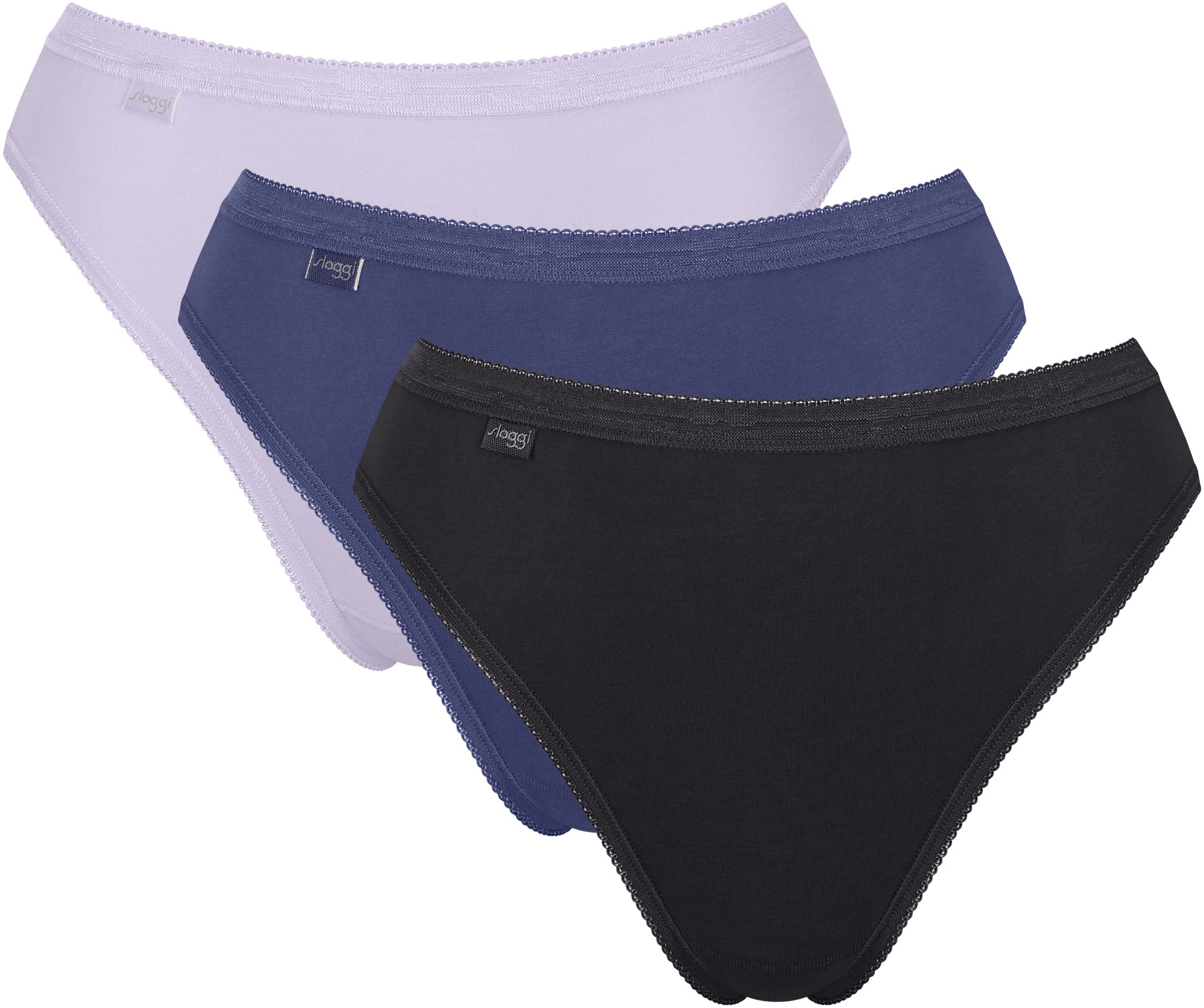 SLOGGI Damen Tai-Slip "Basic+ Tai C3P", Gr. 38, bunt, Single Jersey, Obermaterial: 95% Baumwolle, 5% Elasthan, unifarben, Unterhosen, perfekter Sitz