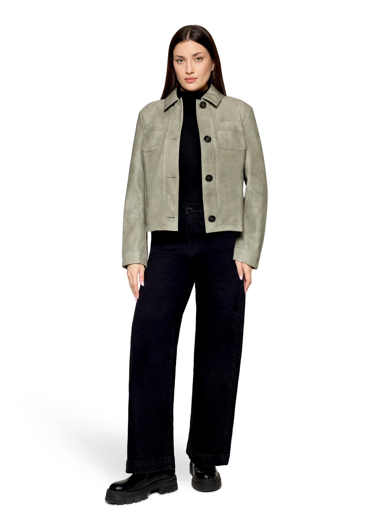 Amber & June Lederjacke »Damen mit Kragen«