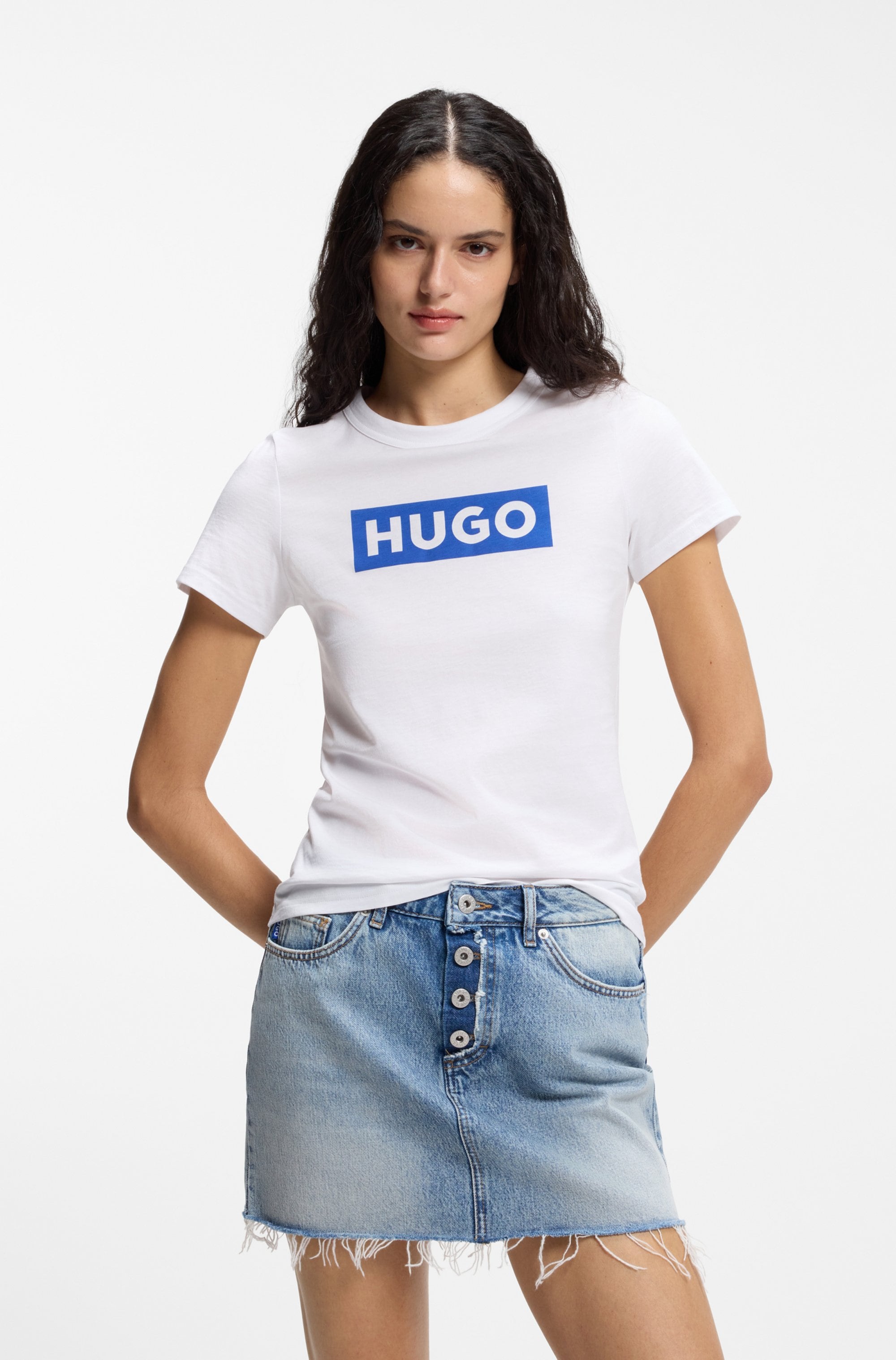 HUGO Blue T-Shirt "Classic Tee" mit Rundhals, Logodruck günstig online kaufen
