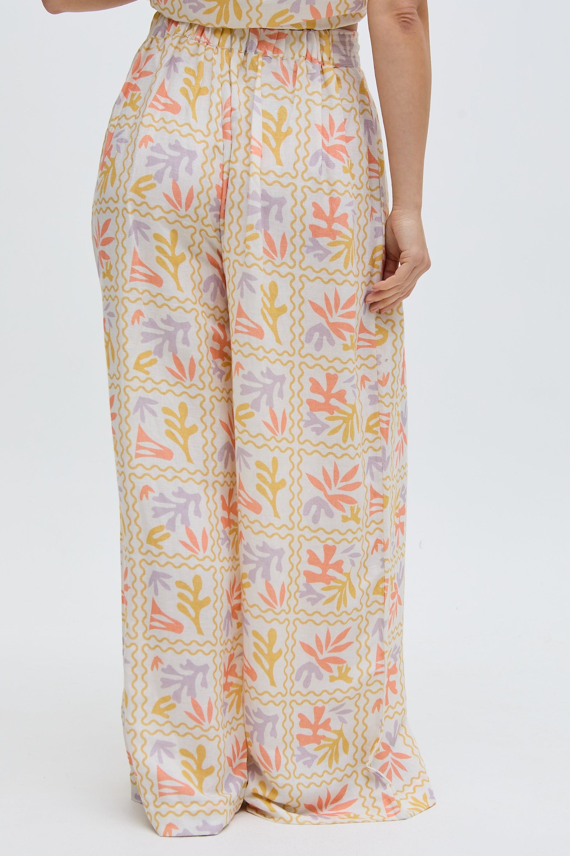 RAFFYA Jerseyhose »Matisse Wide Leg Patchwork Floral Print Trouser Damen«