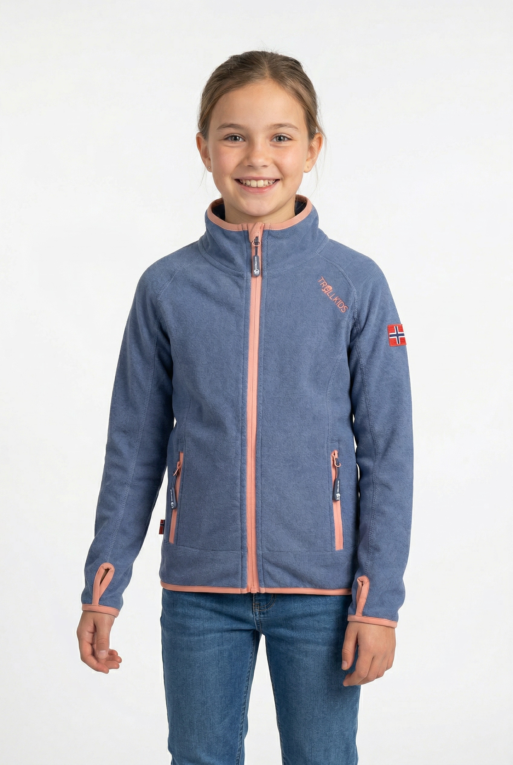 TROLLKIDS Fleecejacke "Girls Sandefjord Jacket" mit Kapuze, wasserabweisend, windabweisend, atmungsaktiv, leicht