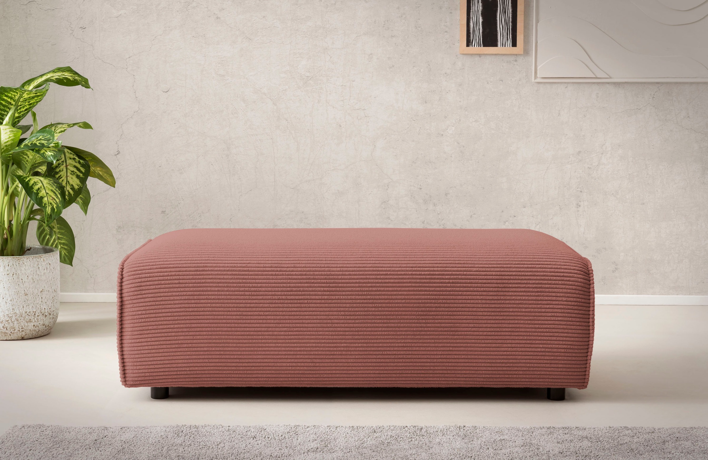 LeGer Home by Lena Gercke Hocker "PIARA, Polsterhocker mit Kedernaht, Cord, günstig online kaufen