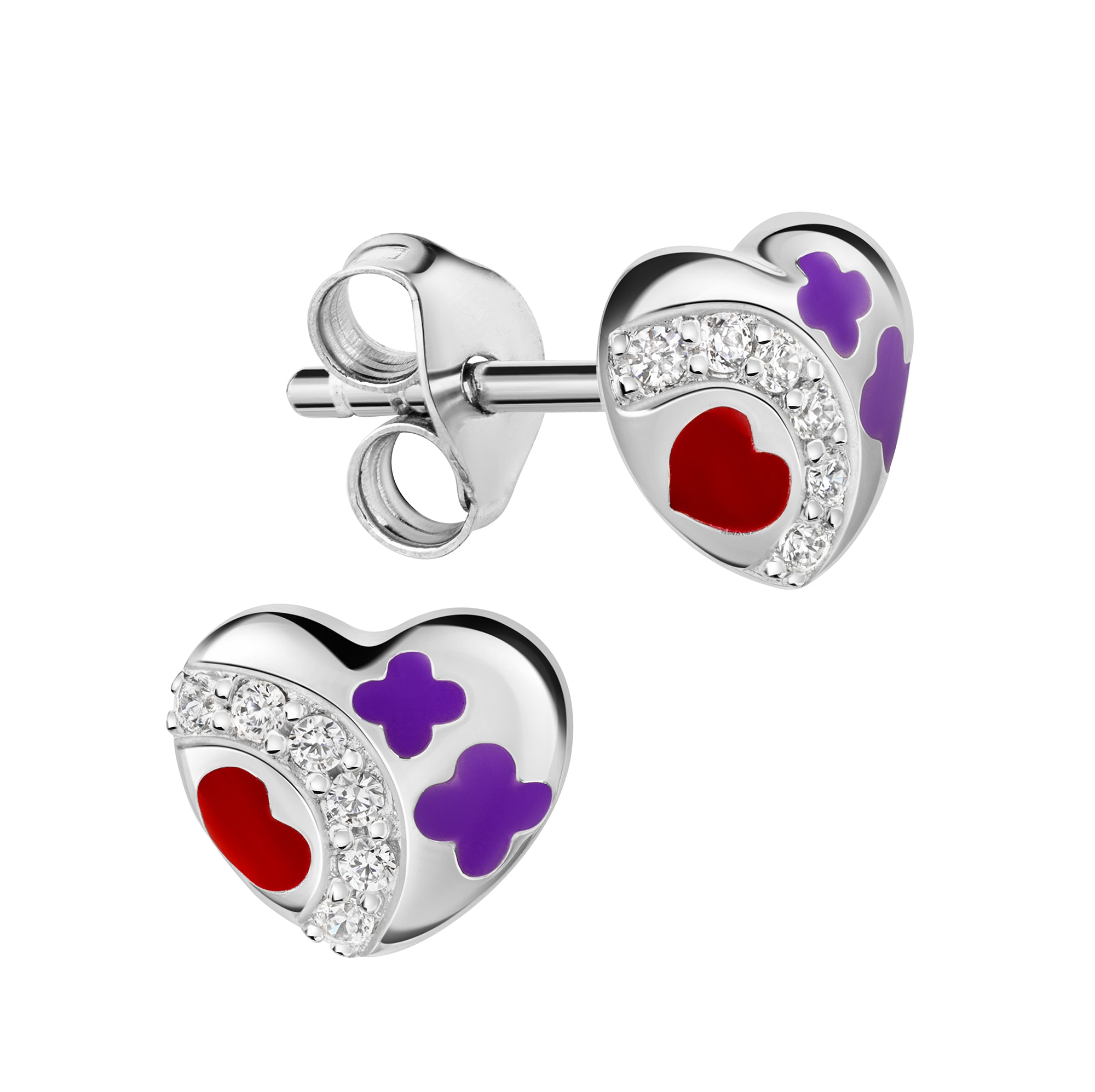 Zeeme Paar Ohrstecker »925/- Sterling Silber rhodiniert Herz«