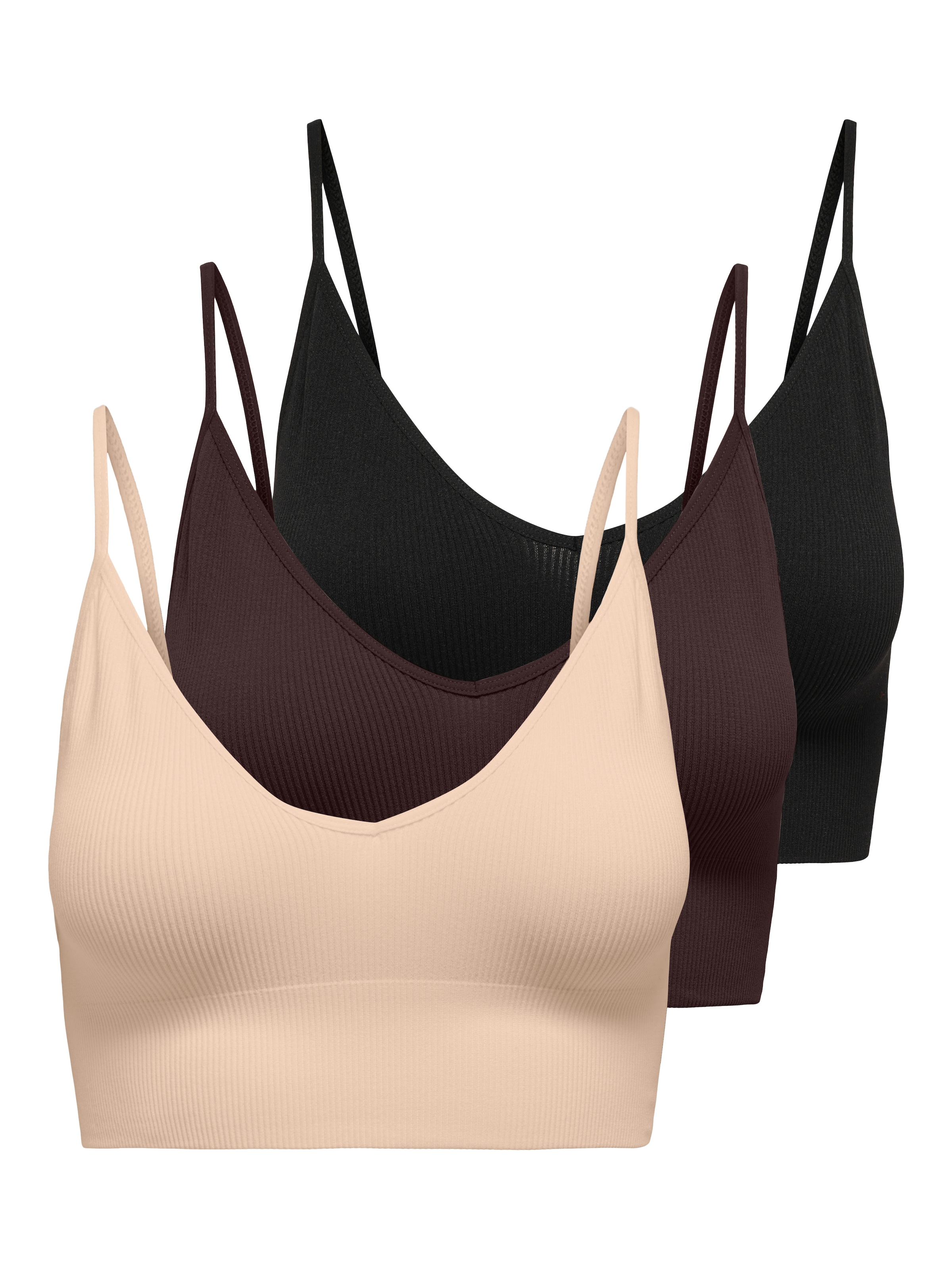 ONLY Bustier "ONLVICKY RIB S-L V-NECK 3-PACK TOP NOOS" Packung, 3 Stk. tlg. günstig online kaufen