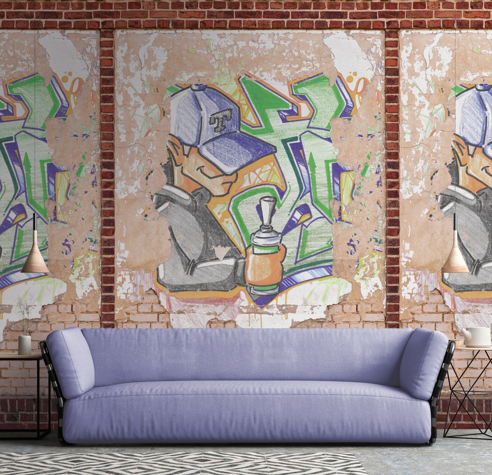 living walls Fototapete gemustert matt neutral glatt Graffiti Steinwand Tapeten Wohnzimmer Schlafzimmer Küche Design Optik
