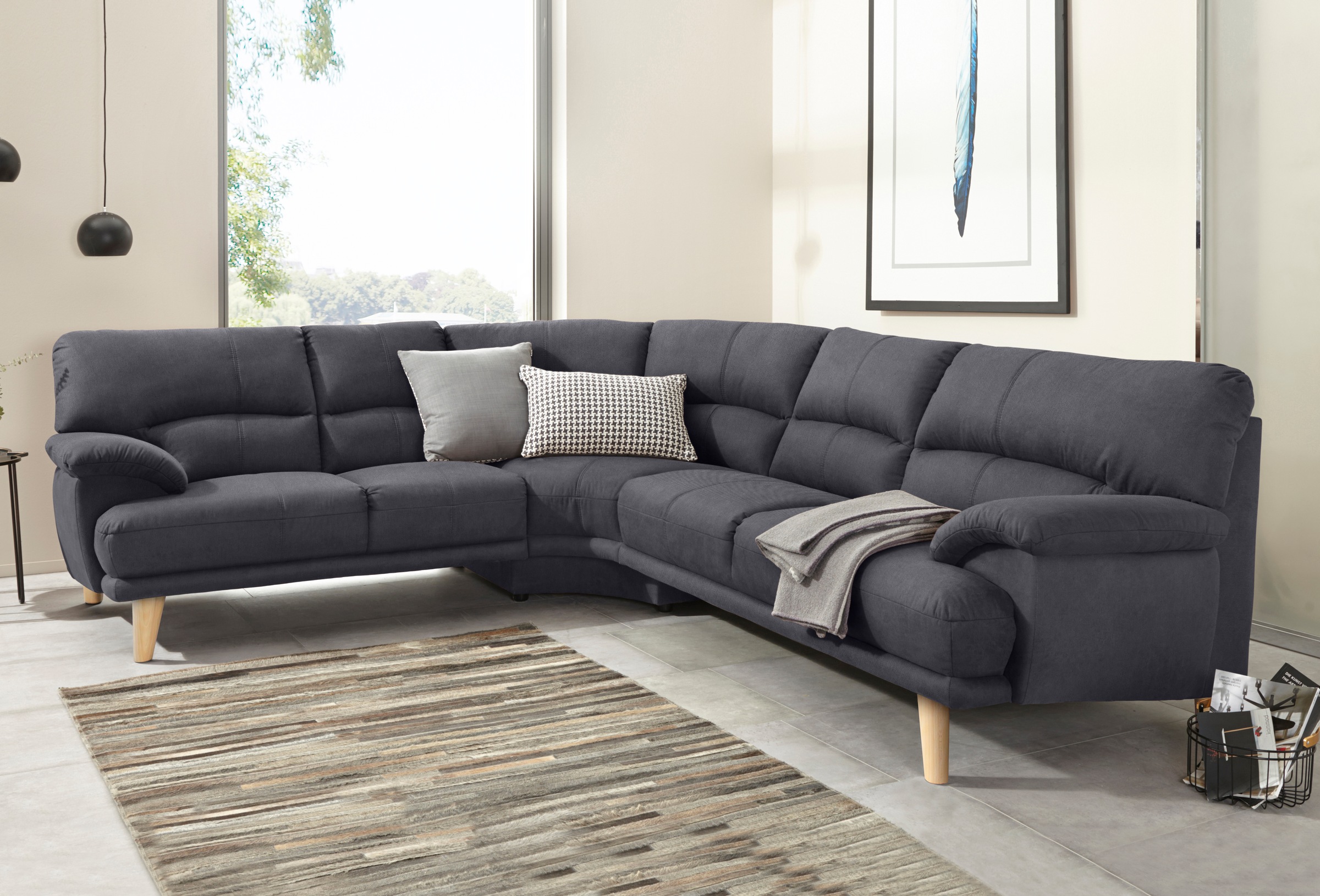 TRENDMANUFAKTUR Polsterecke »Cecilia, italienisches Designsprache, modern und komfortabel, L-Form,«, toller Sitzkomfort und bequeme Armlehnen