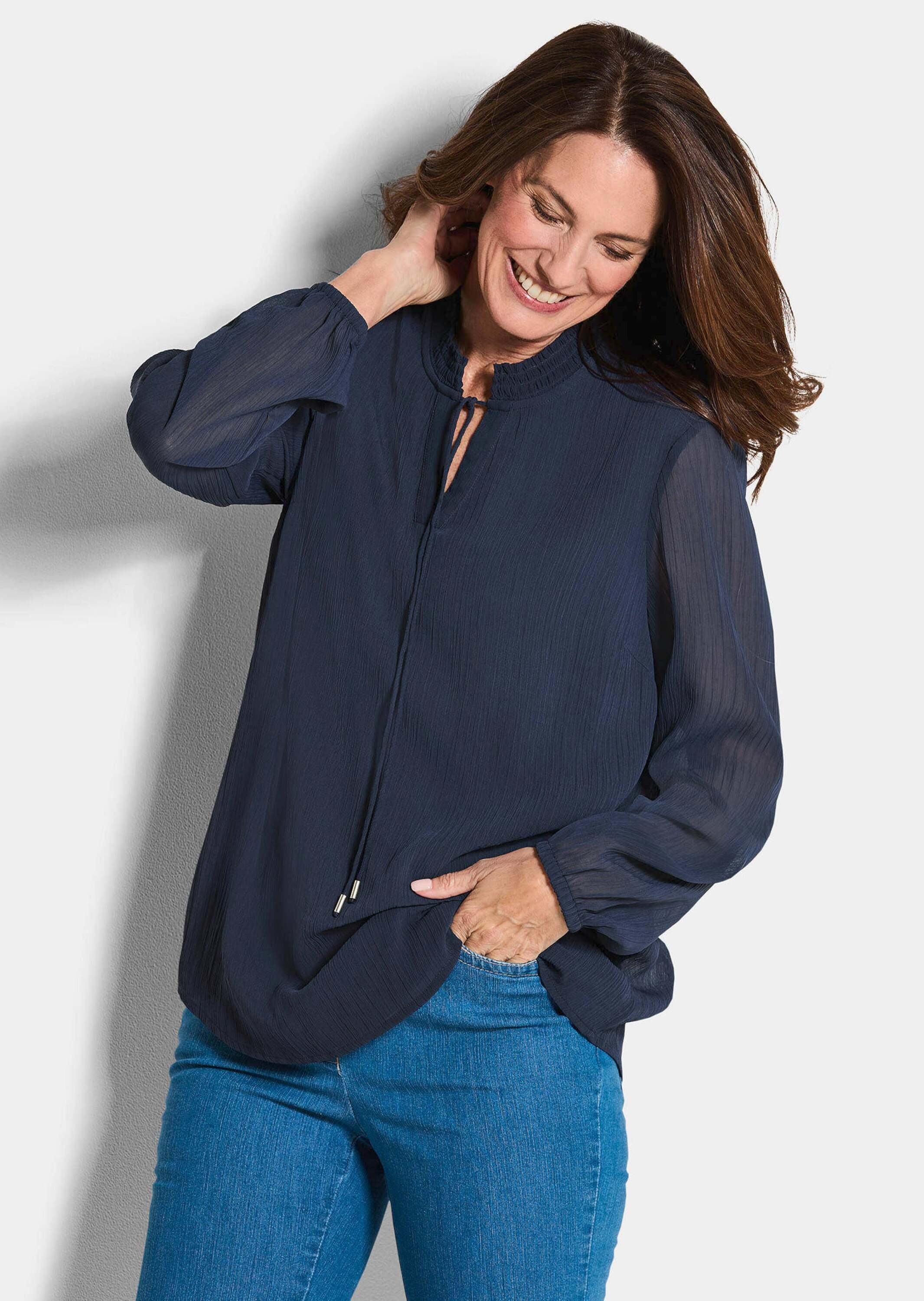 Goldner Chiffonbluse Kurzgröße Blau 23 2