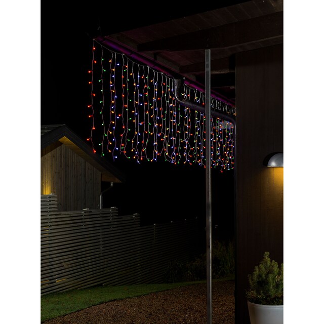 KONSTSMIDE LED-Lichtervorhang »Weihnachtsdeko aussen«, 200 St.-flammig, LED  Lichtervorhang, mit bunten Globes, 200 bunte Dioden bestellen | BAUR