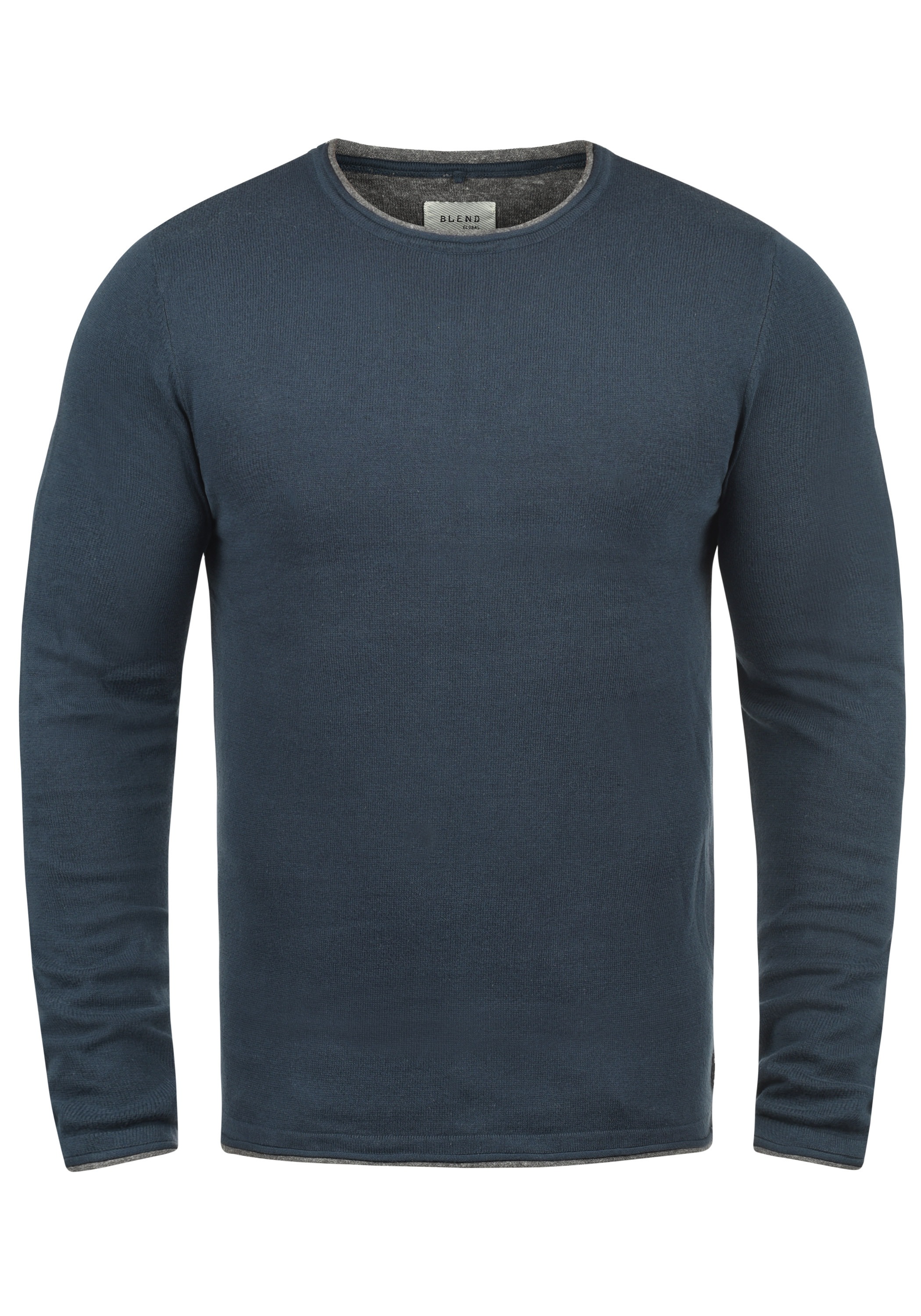 Blend Rundhalspullover "BHOdin" Strickpullover mit aufgerollten Abschlüssen günstig online kaufen