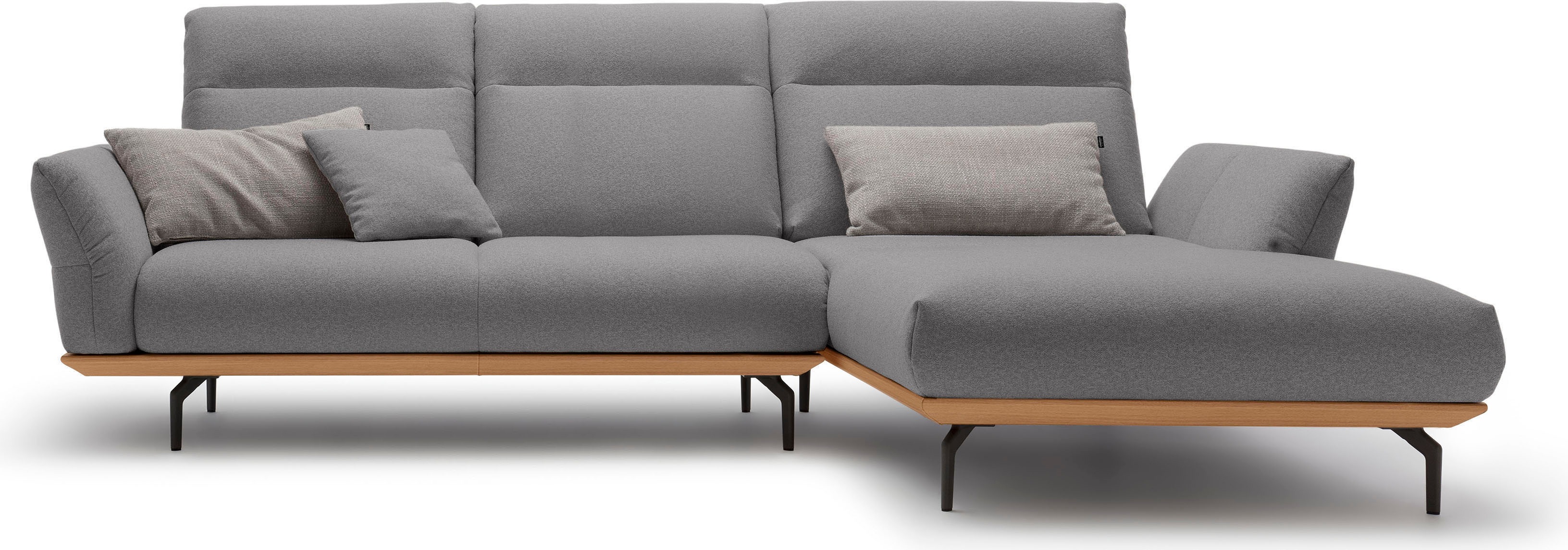 Creation BY ROLF BENZ Ecksofa "CR.460 Designsofa mit verstellbarer Rückenlehne, hochwertig & bequem" Sockel in Eiche, Alugussfüße in umbragrau, Breite 298 cm