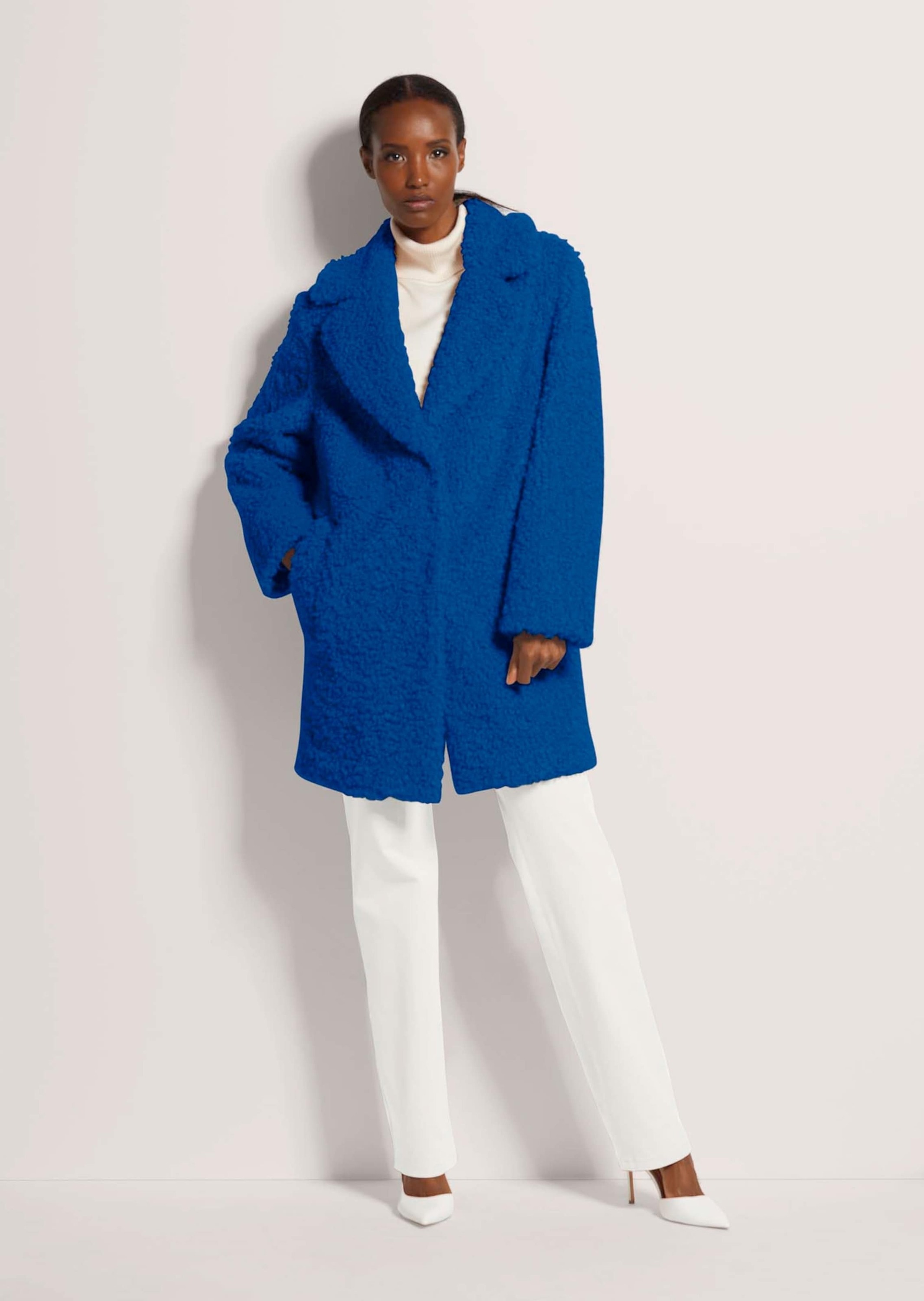 MADELEINE Langmantel "Teddy-Mantel Flauschiger Webpelz mit Reverskragen" günstig online kaufen