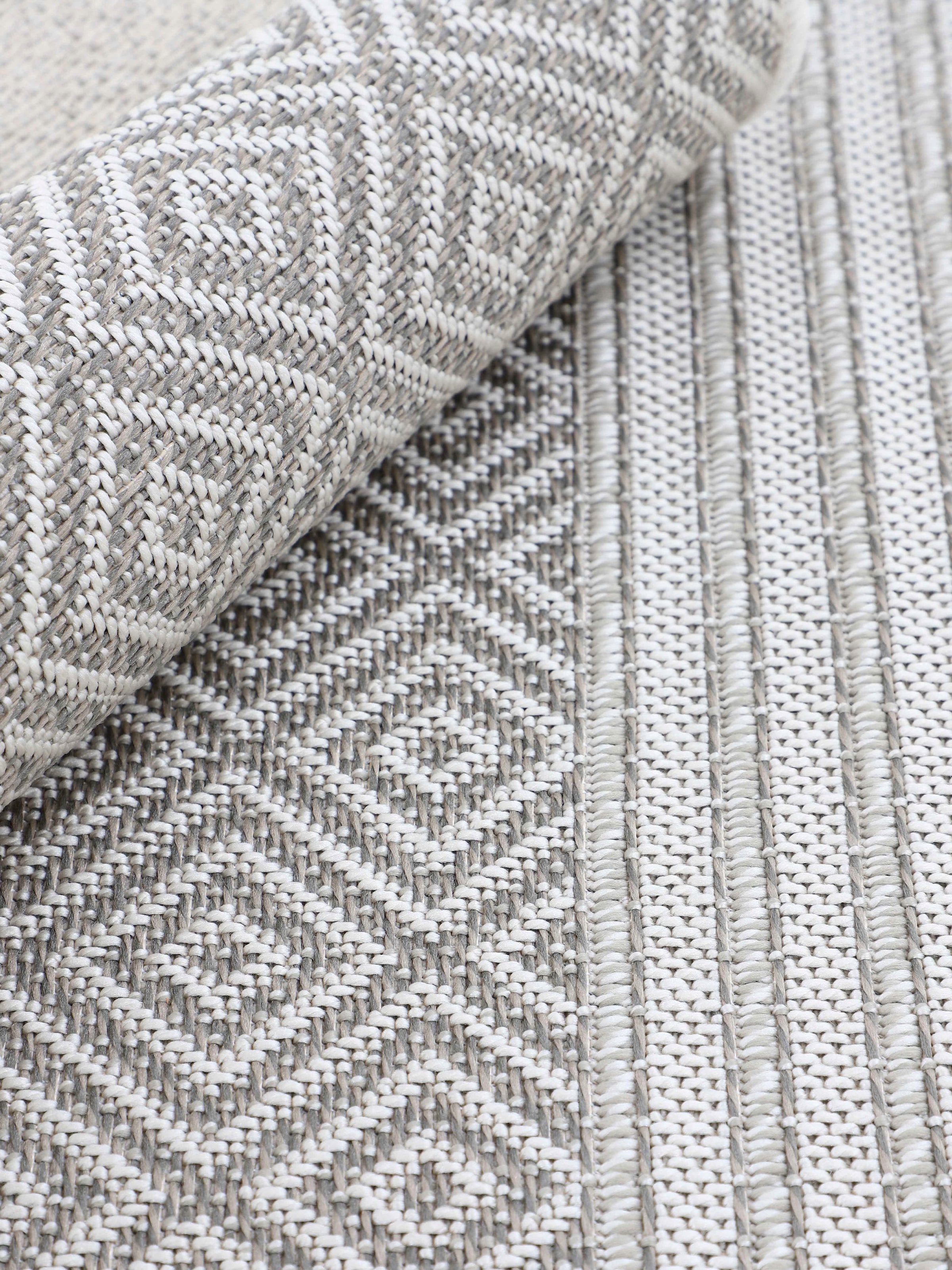 carpetfine Teppich »Boho 103«, rund, 4 mm Höhe, robustes Flachgewebe, Sisal Optik, UV-beständig, Außenbereich