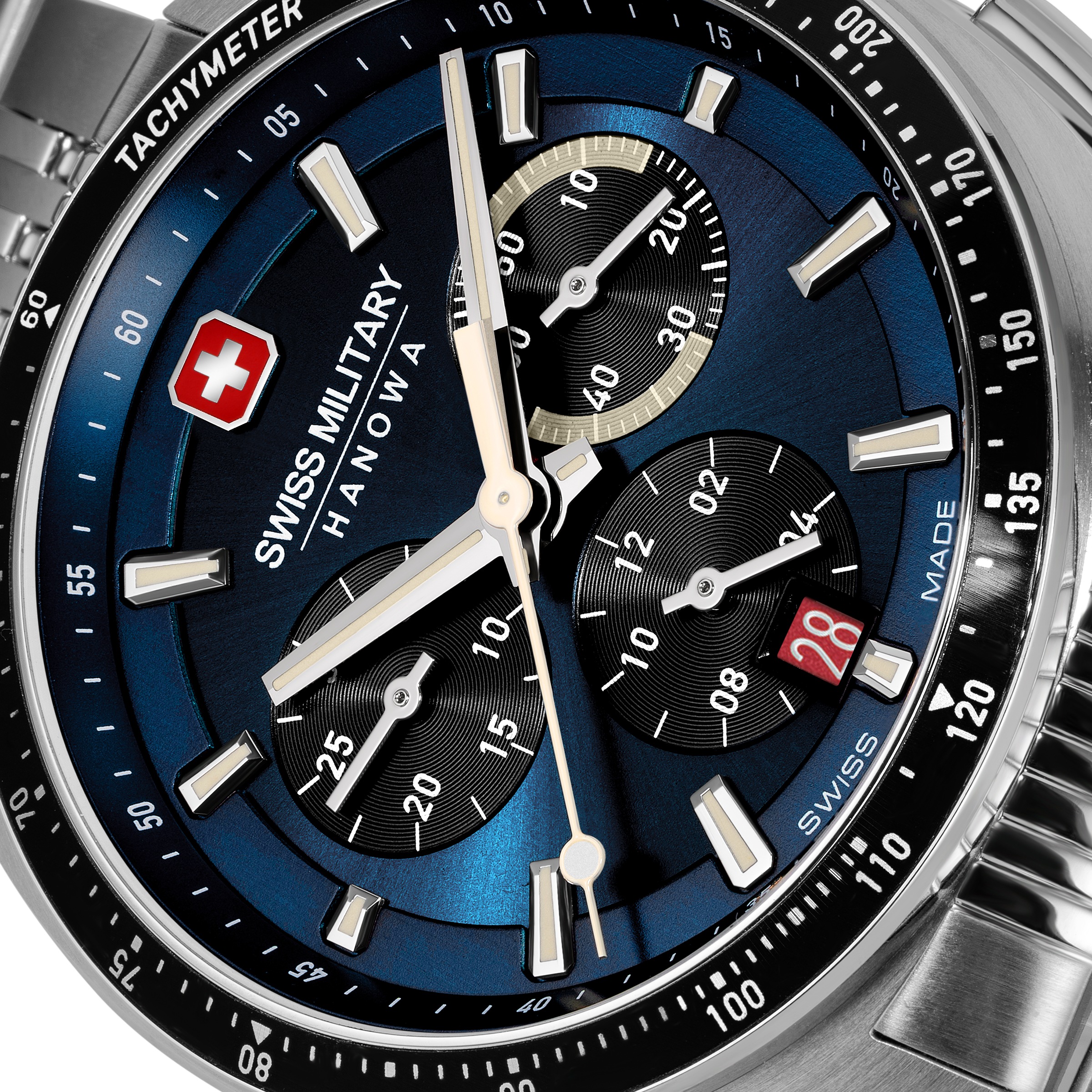 Swiss Military Hanowa Chronograph »Defender« Quarzuhr, Armbanduhr, Herrenuhr, Swiss Made, Edelstahlarmband, analog