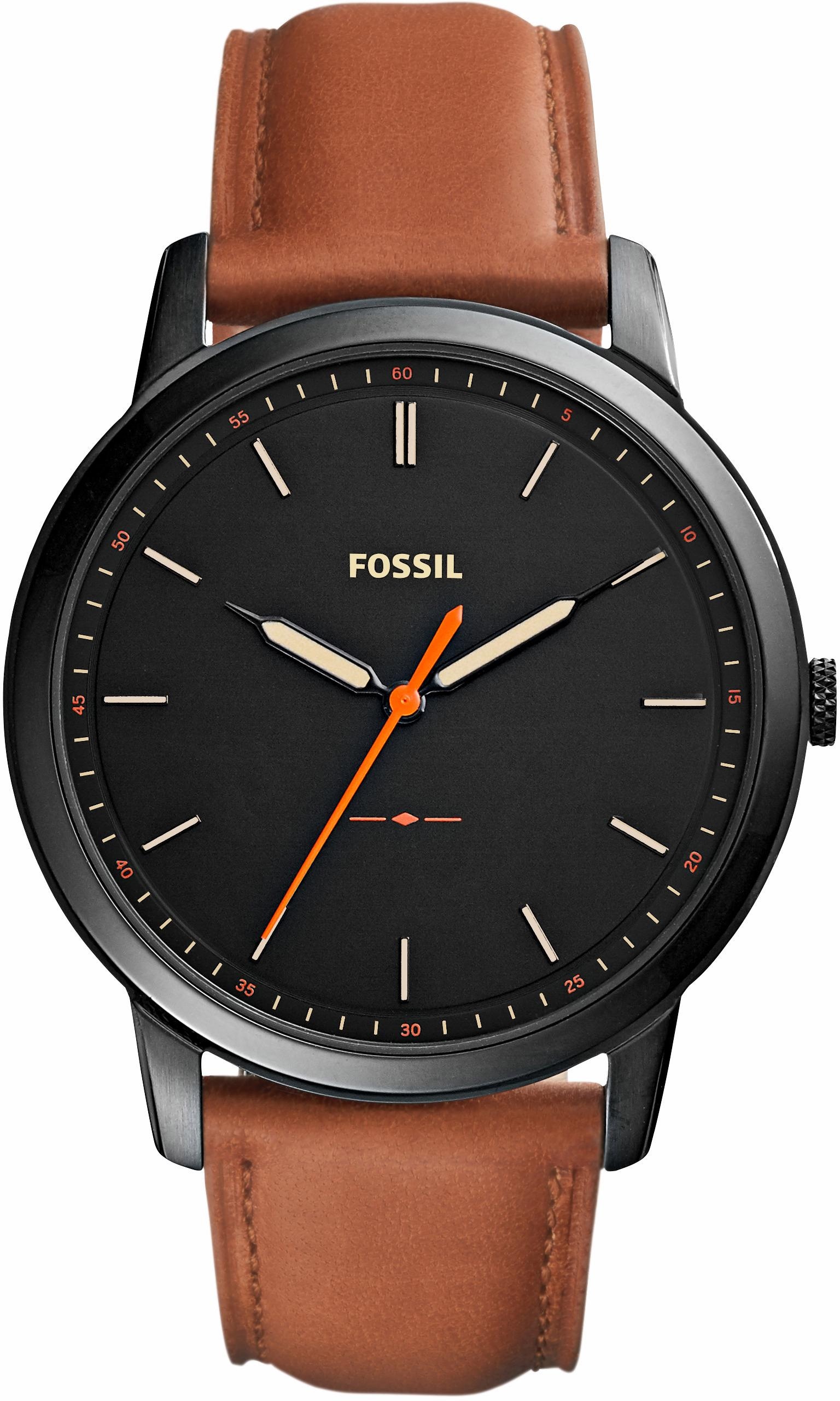 Fossil Quarzuhr »THE MINIMALIST 3H, FS5305«, Armbanduhr, Herrenuhr, Leuchtzeiger, analog