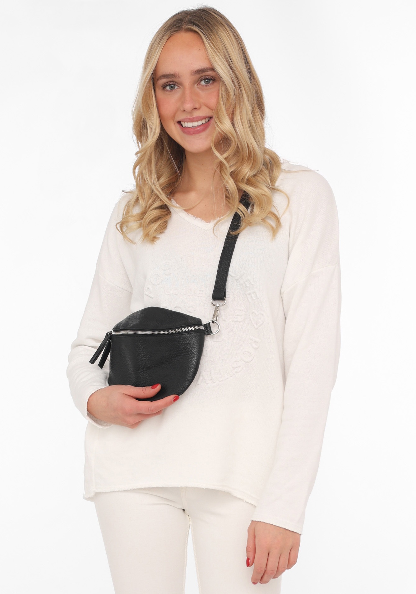Zwillingsherz Umhängetasche »XXL Crossbody Bag Leder«, Große Umhängetasche mit Reißverschluss