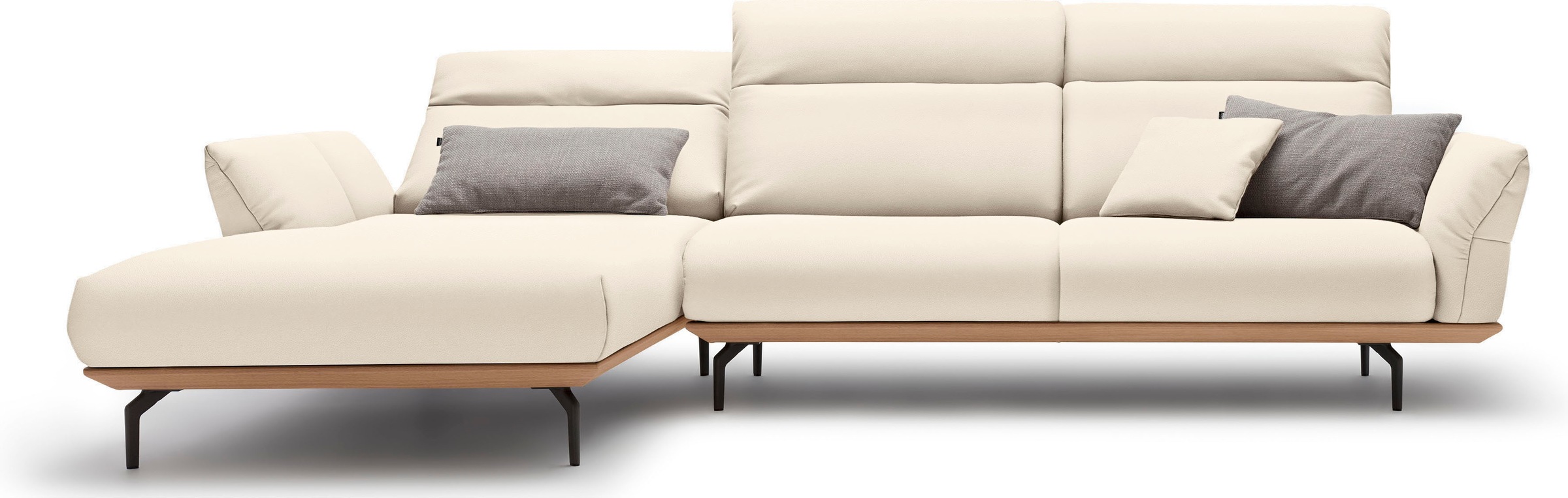 Creation BY ROLF BENZ Ecksofa »CR.460«, Sockel in Eiche, Winkelfüße in Umbragrau, Breite 318 cm