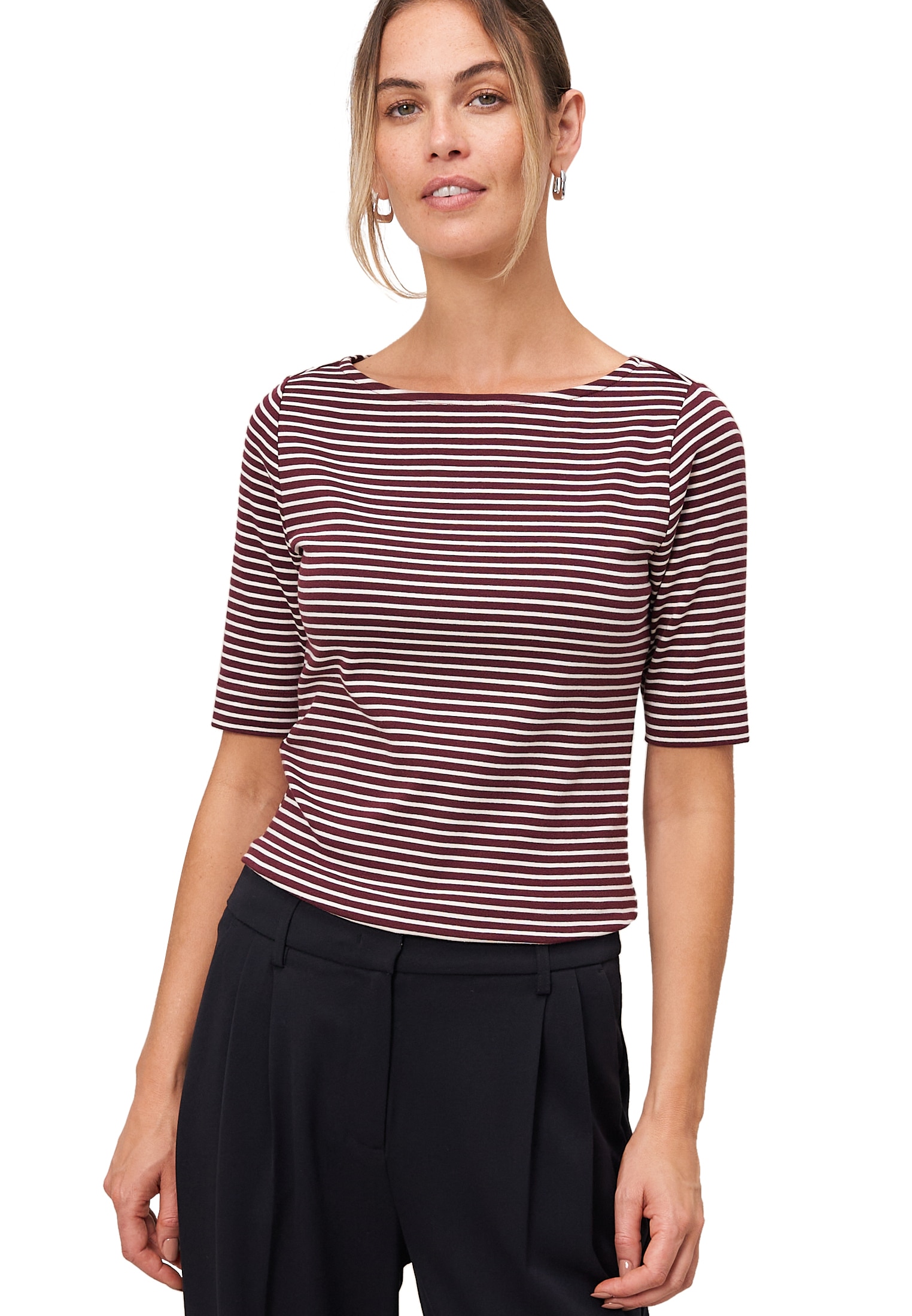Zero Kurzarmshirt "zero Damen Ringelshirt mit U-Boot Ausschnitt", (1 tlg.), günstig online kaufen