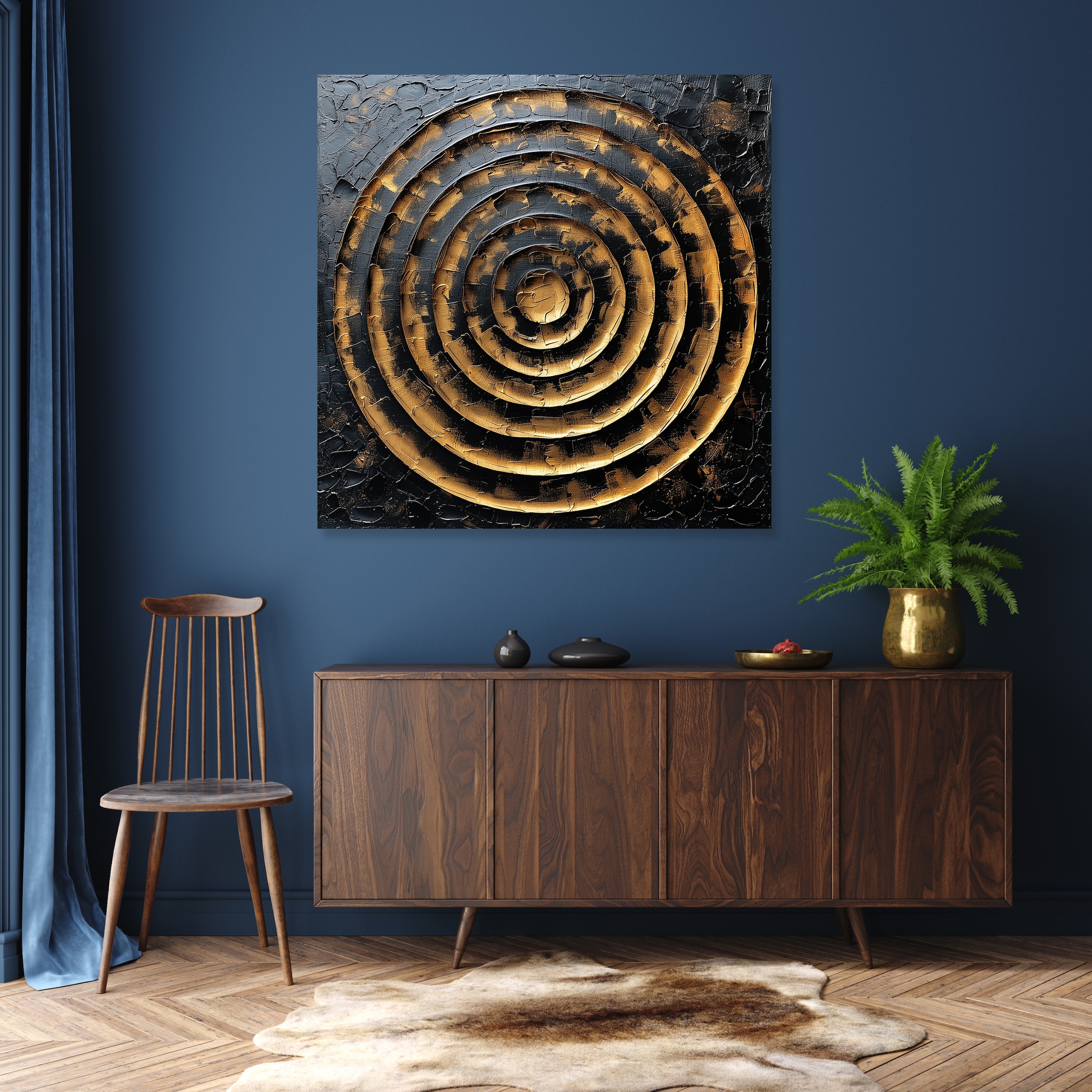 queence Leinwandbild »Goldfarbendes Gemälde«, Abstrakt-Abstrakte-Formen-Gemälde-Kunst, (1 St.), Premium-Leinwandstoff, Handarbeit aus Deutschland