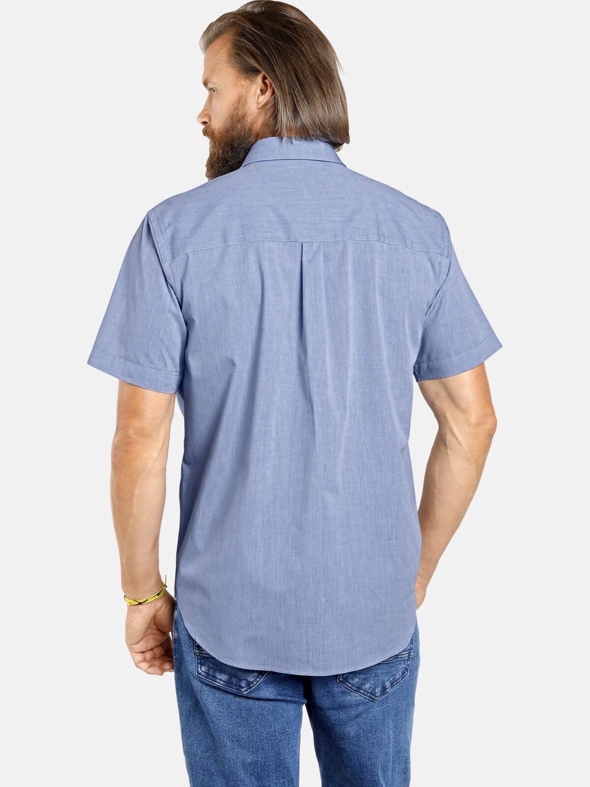 Kurzarmhemd JAN VANDERSTORM "Doppelpack Hemd EVIN", Herren, Gr. XL, blau (weiß hellblau), Obermaterial: 100% Baumwolle CO., unifarben, comfort fit normal, Hemden 3
