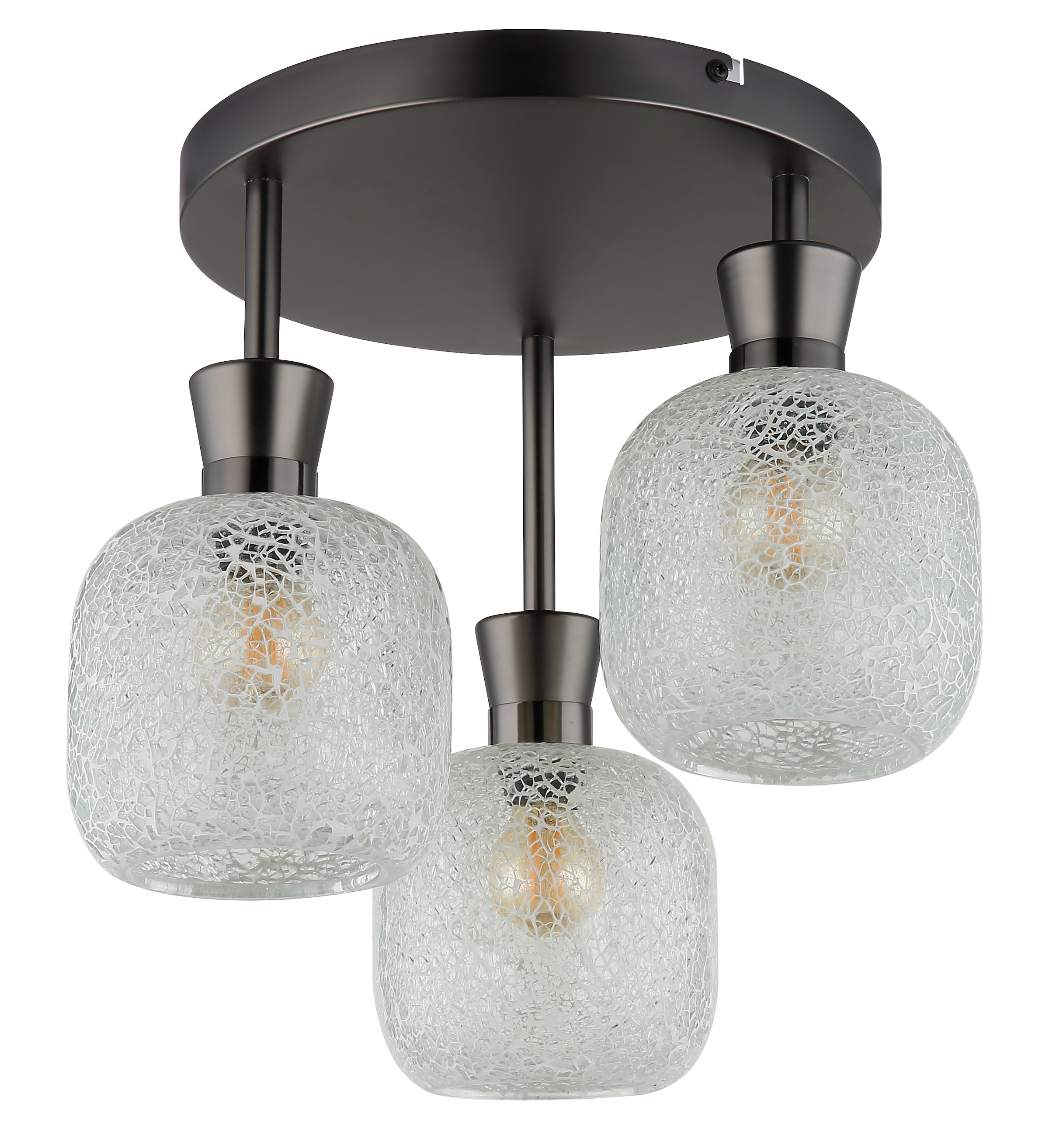 GLOBO LIGHTING Deckenleuchte »BROKANA« E14 1 Stk. Schwarz-chrome Deckenleuchte mit Glas Mosaik, ø 330mm, E14 3x40W