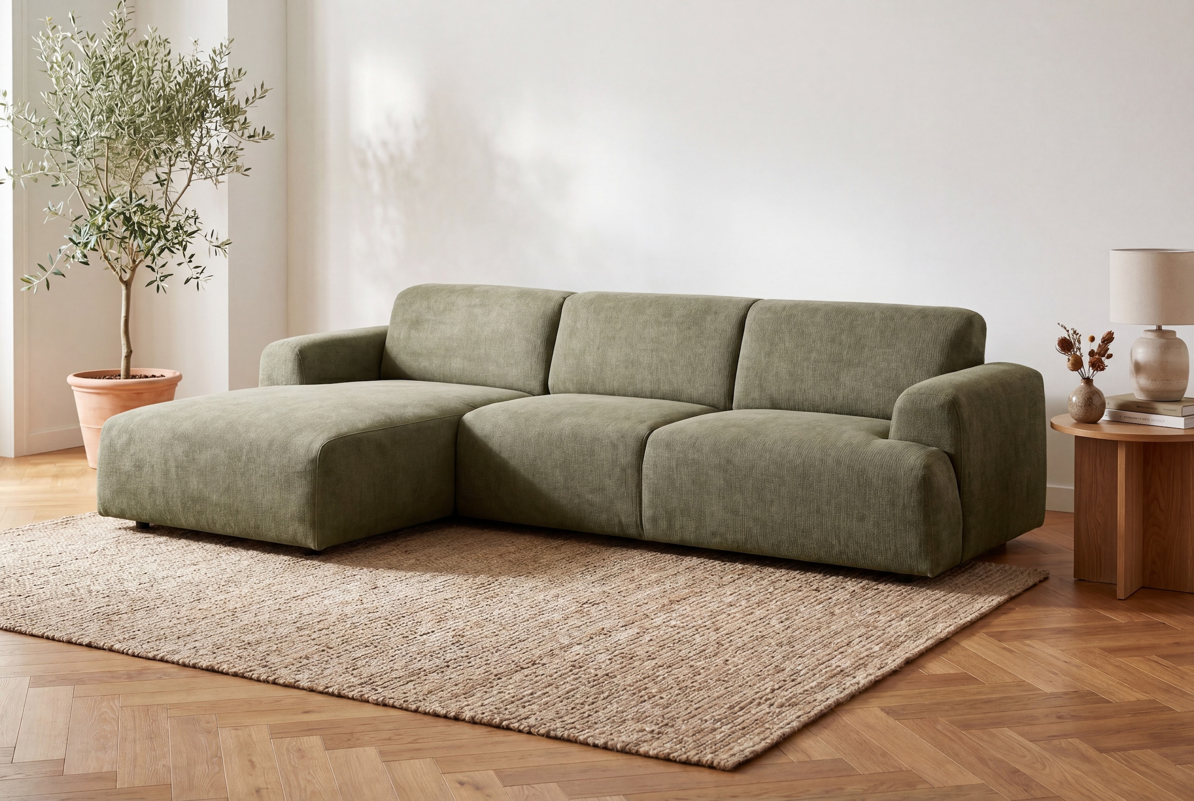 Home affaire Ecksofa »Linkka, Breite 301 cm« L-Form, in einem weichen Chenille-Stoff, mit Wellenunterfederung