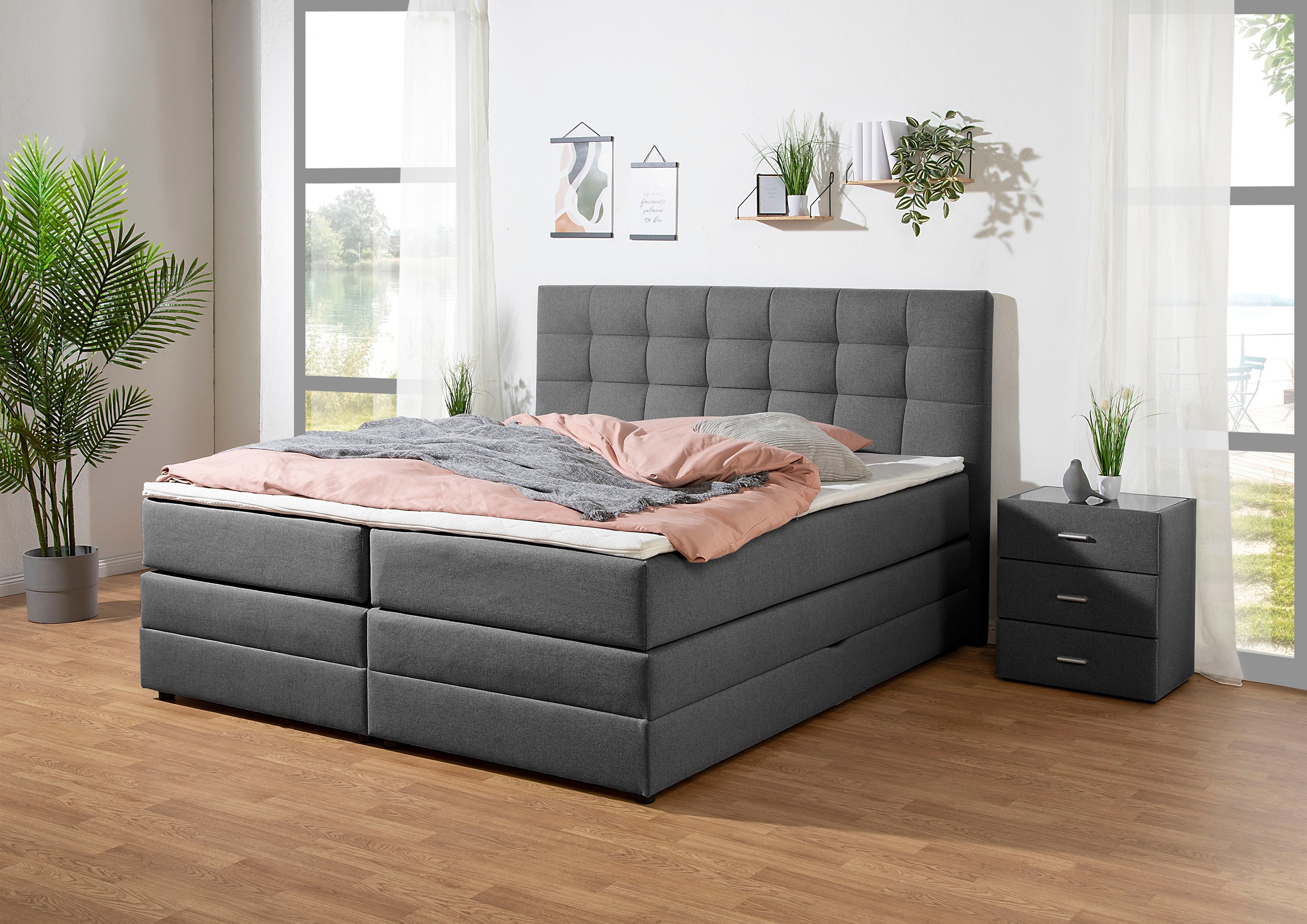 Home affaire Boxspringbett "Ethan" inkl. Topper und geräumigen Bettkasten e günstig online kaufen