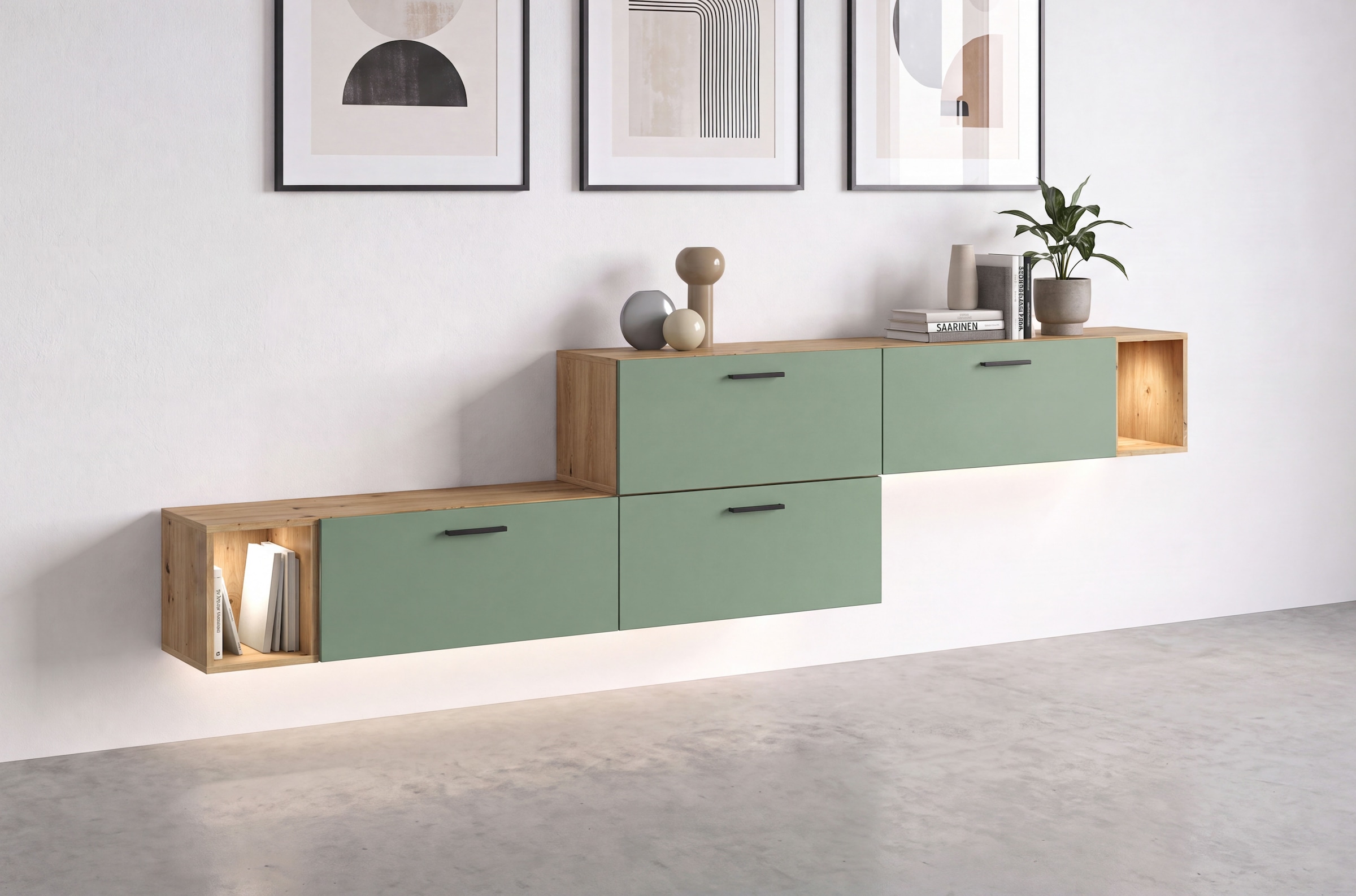 Home affaire Schrank-Set "ENESTE, 6-teilig, in verschiedenen Farben, individuell kombinierbar" verschiedenste Kombinationmöglichkeiten, stehend oder hängend, 2 Stk. tlg.