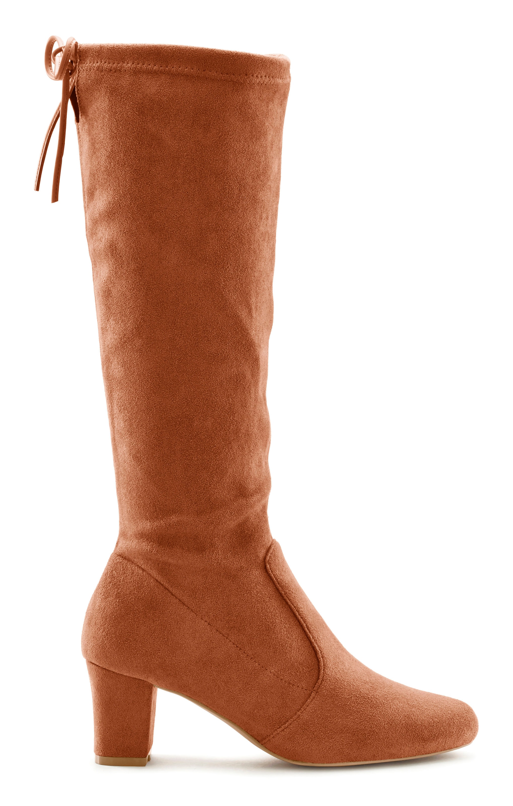 LASCANA Schlupfstiefel, Schlupfboots, Slouchy Boots, Slip-On, Stretch & Blockabsatz