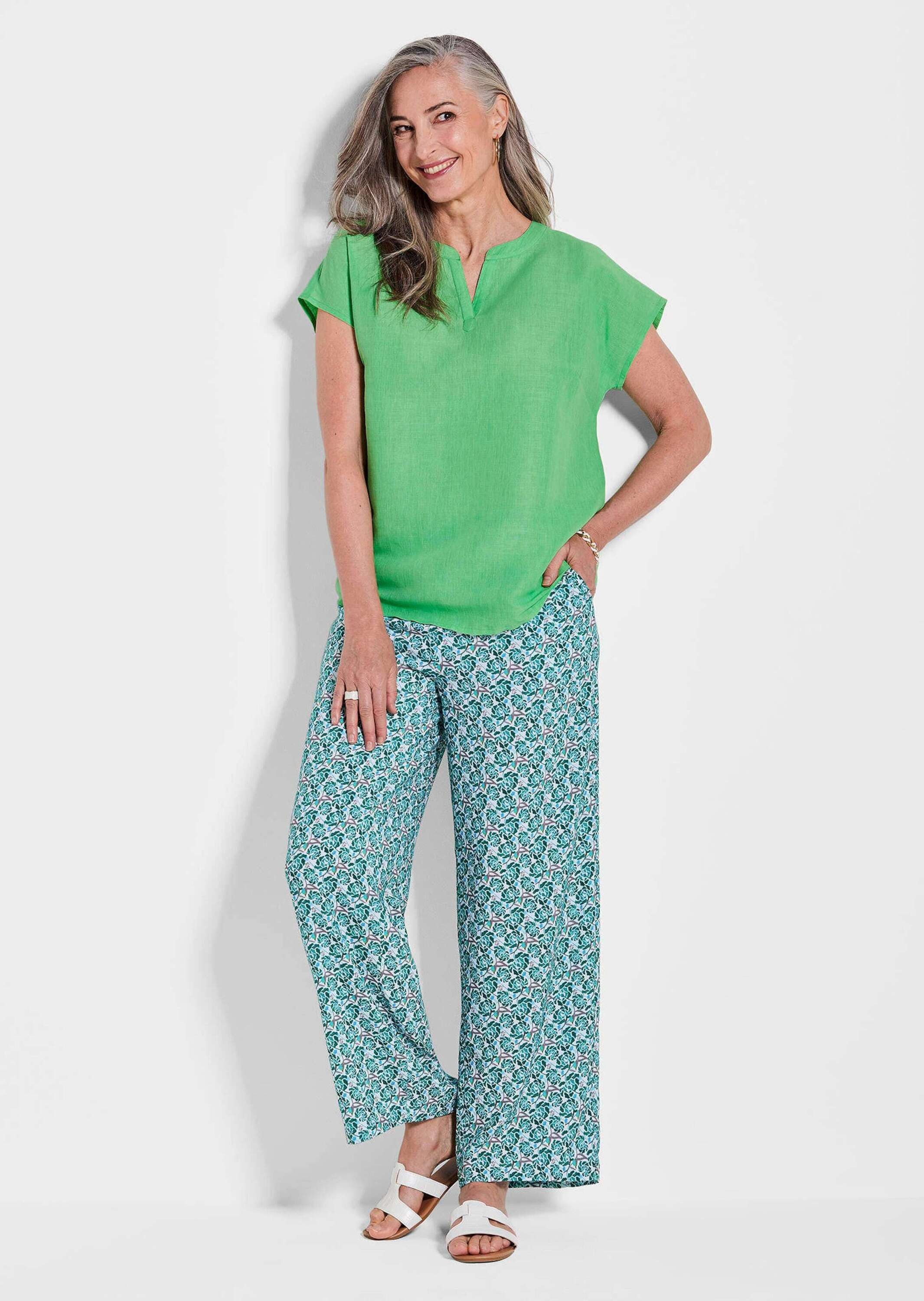 GOLDNER Tunika »Kurzgröße Luftige Sommerbluse aus Leinenmix«