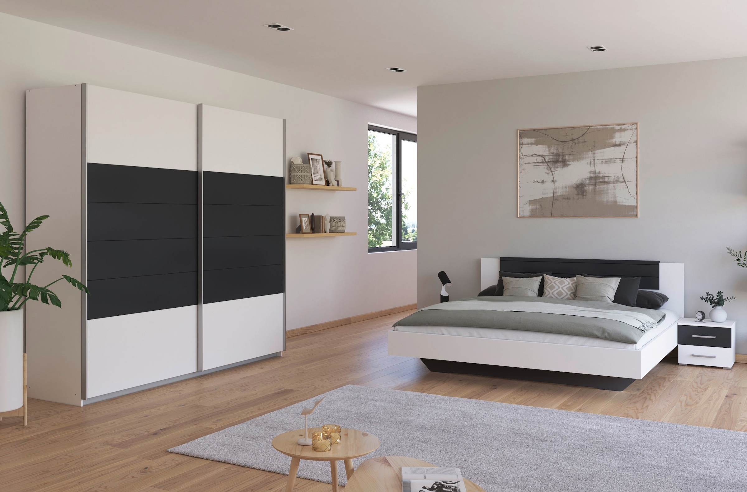 rauch Schlafzimmer-Set »Komplettschlafzimmer Schlafzimmer BARCELONA mit Schrank Breite 226 cm,«, (Set, 4 tlg.), Bett 160 oder 180 cm und 2 Nachttischen MADE IN GERMANY