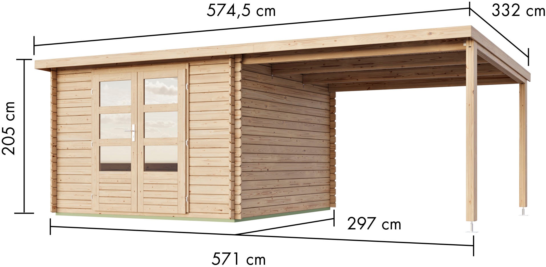 KONIFERA Gartenhaus »Sirius« inkl. Anbaudach