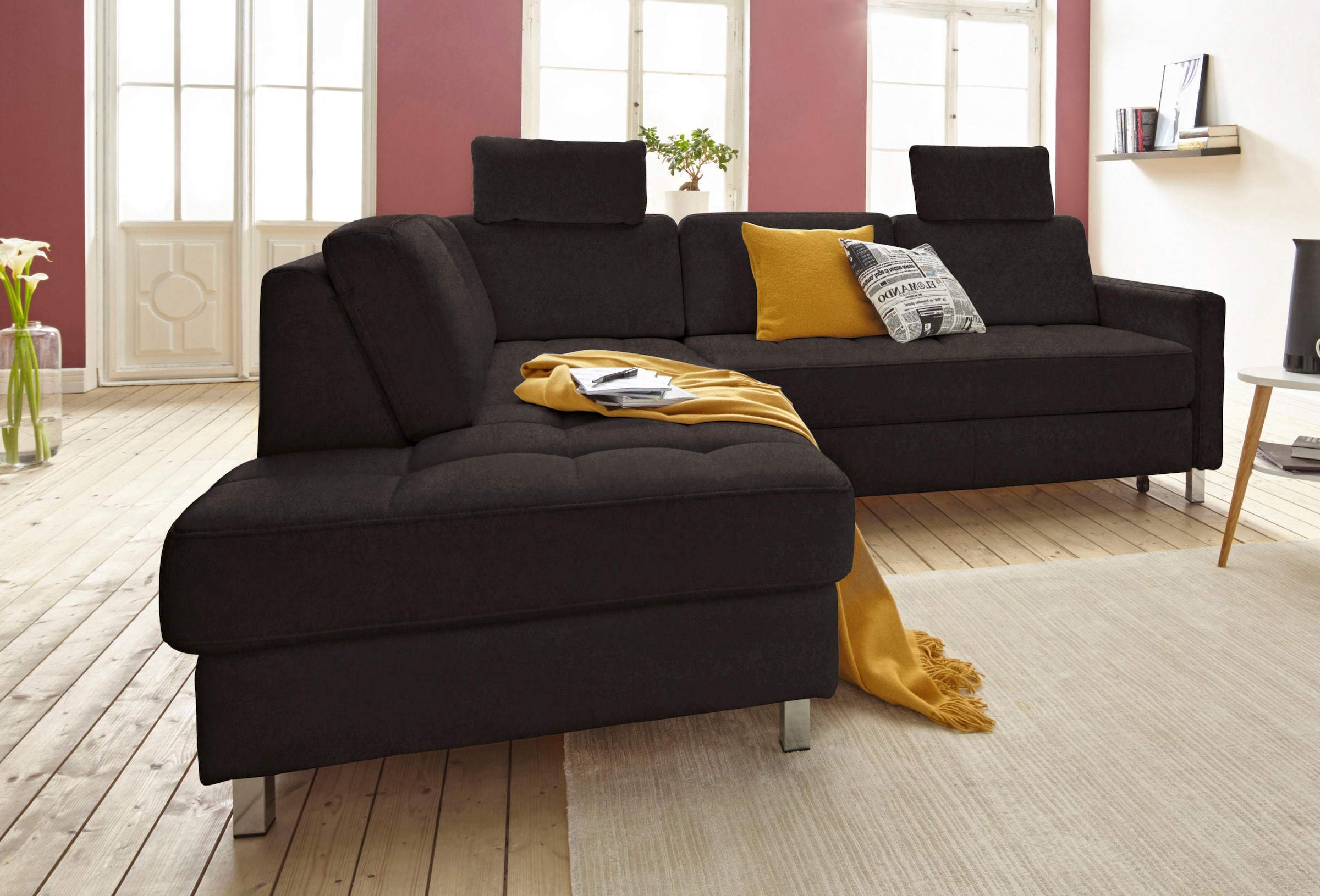 sit&more Ecksofa "Pablo L-Form", wahlweise mit Bettfunktion und Bettkasten