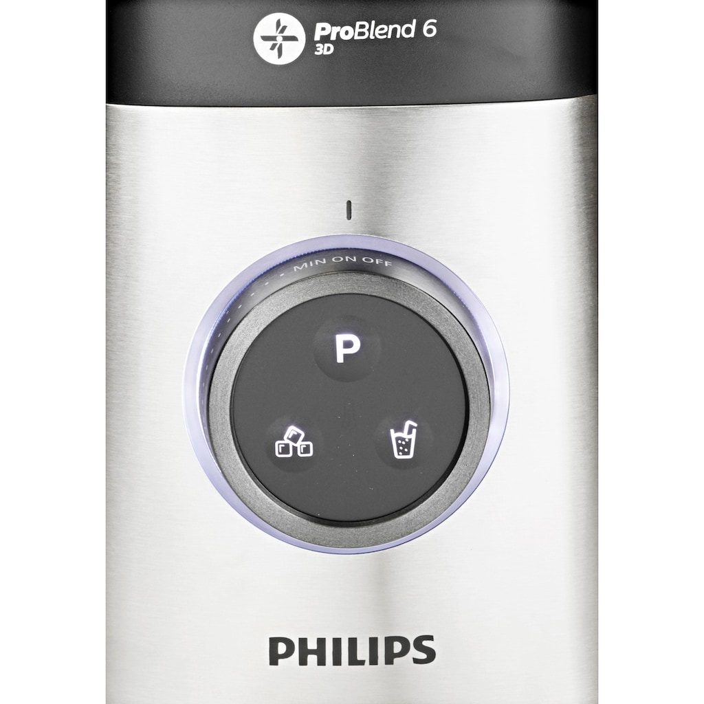 Philips Standmixer »HR3655/00 Avance Collection, mit ProBlend 6 3D-Technologie,«, 1400 W, 1,8L-Glasbehälter und 2 Trinkflaschen; Metallic
